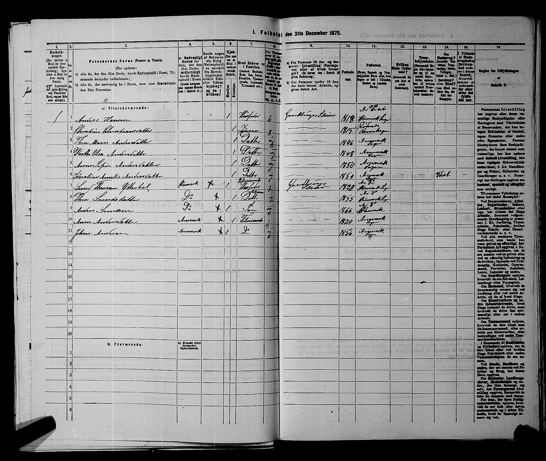 RA, 1875 census for 0118P Aremark, 1875, p. 180
