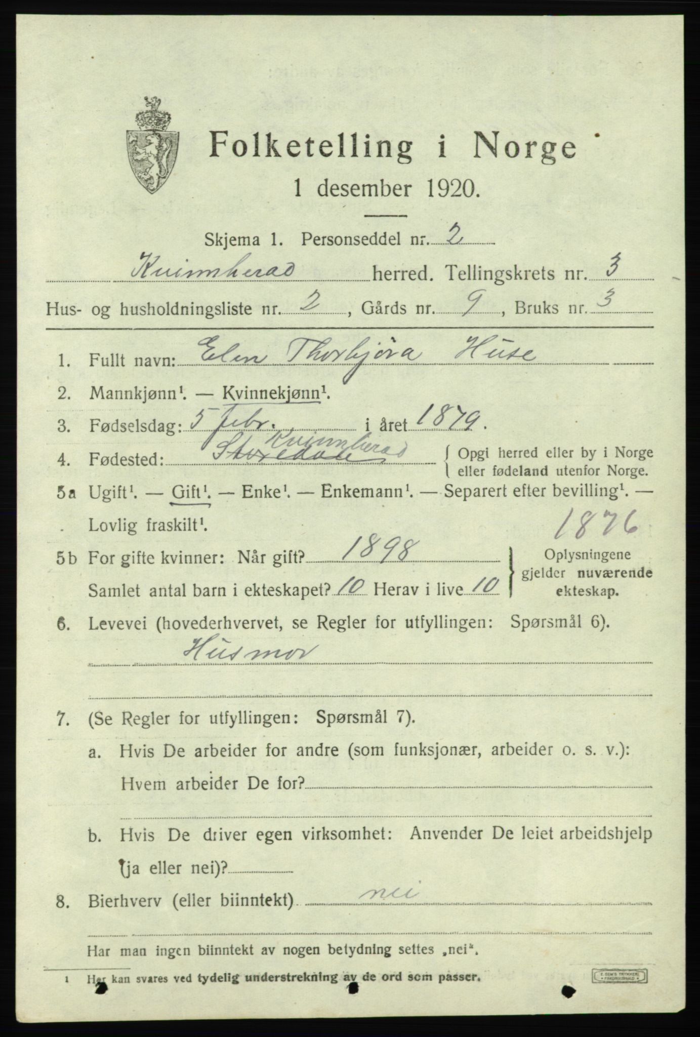 SAB, 1920 census for Kvinnherad, 1920, p. 4498