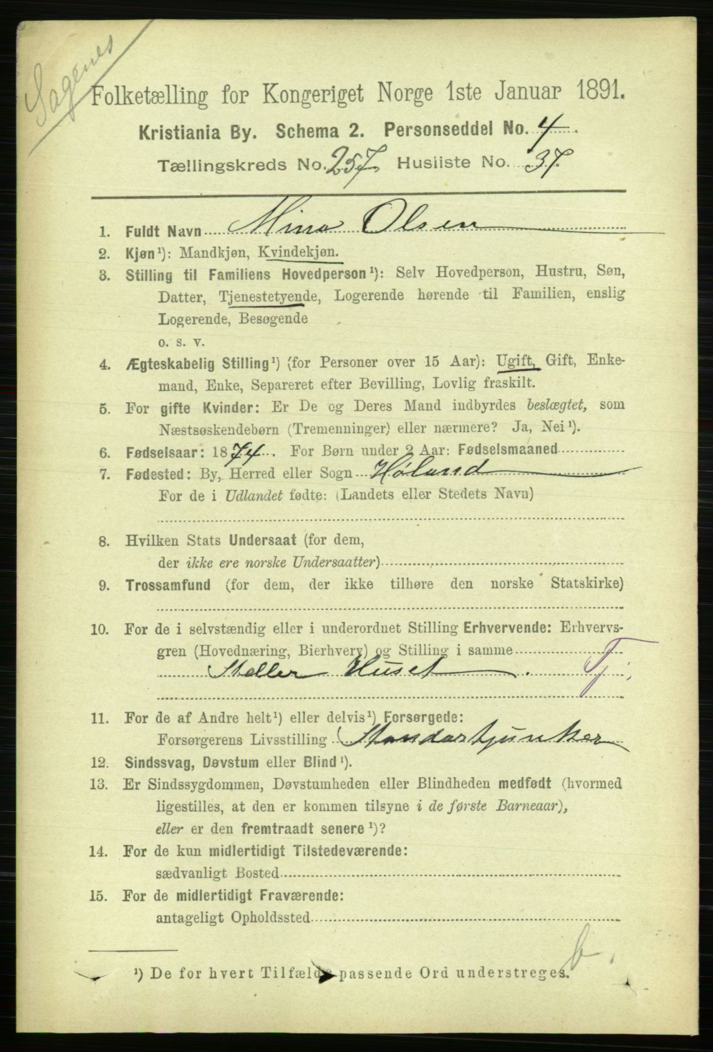 RA, 1891 census for 0301 Kristiania, 1891, p. 157063