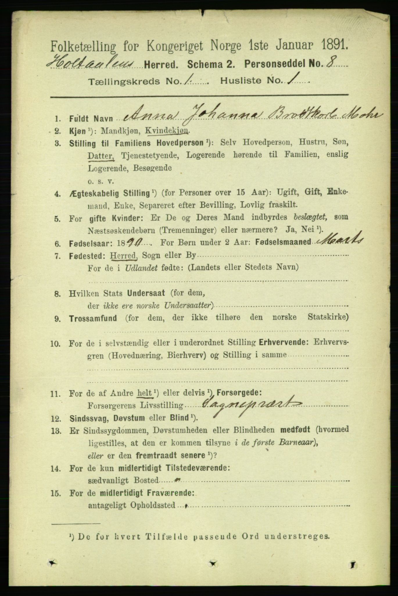 RA, 1891 census for 1645 Haltdalen, 1891, p. 99