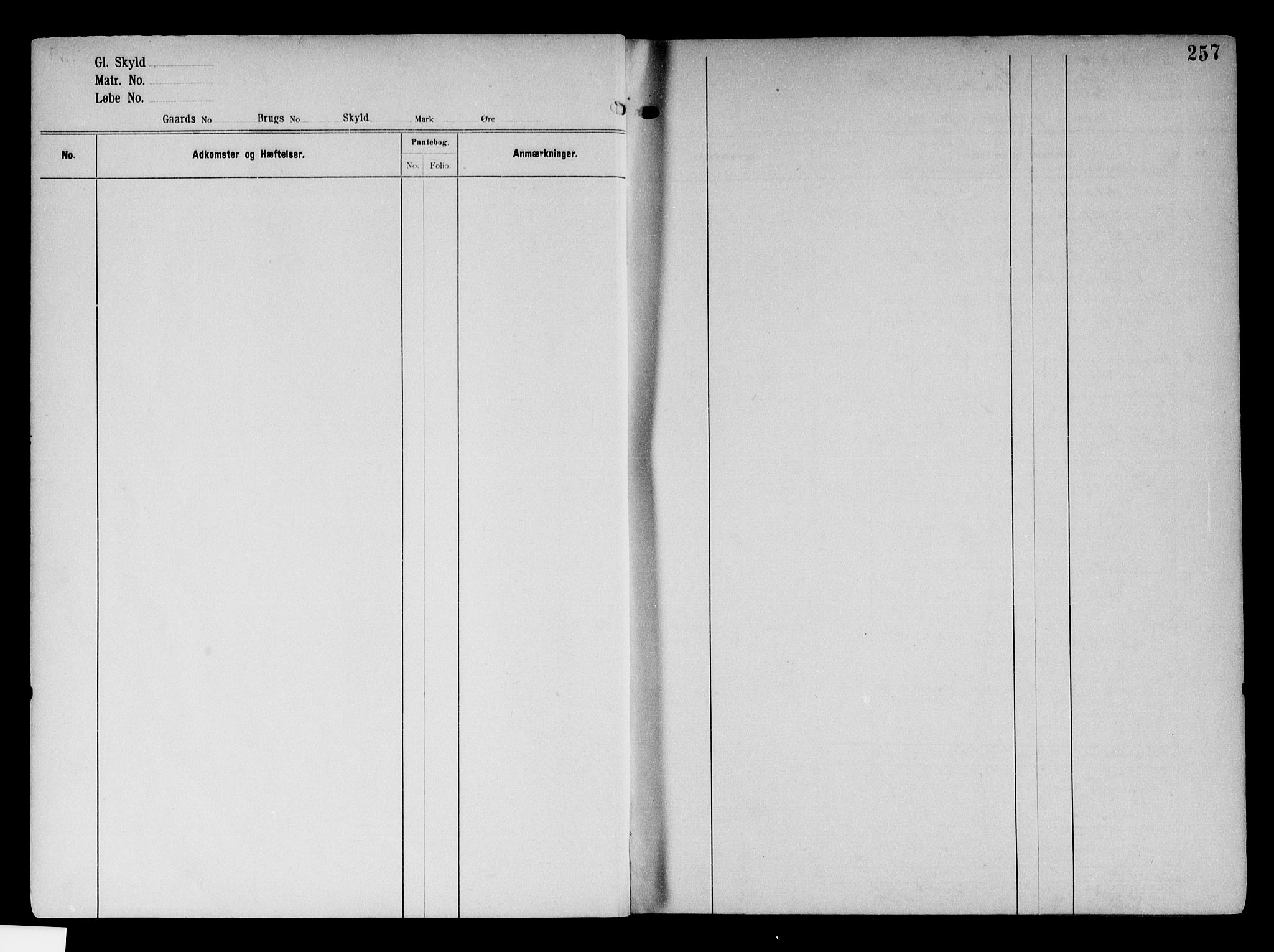 Follo sorenskriveri, SAO/A-10274/G/Gb/Gbd/L0001b: Mortgage register no. IV 1b, 1897-1938, p. 257