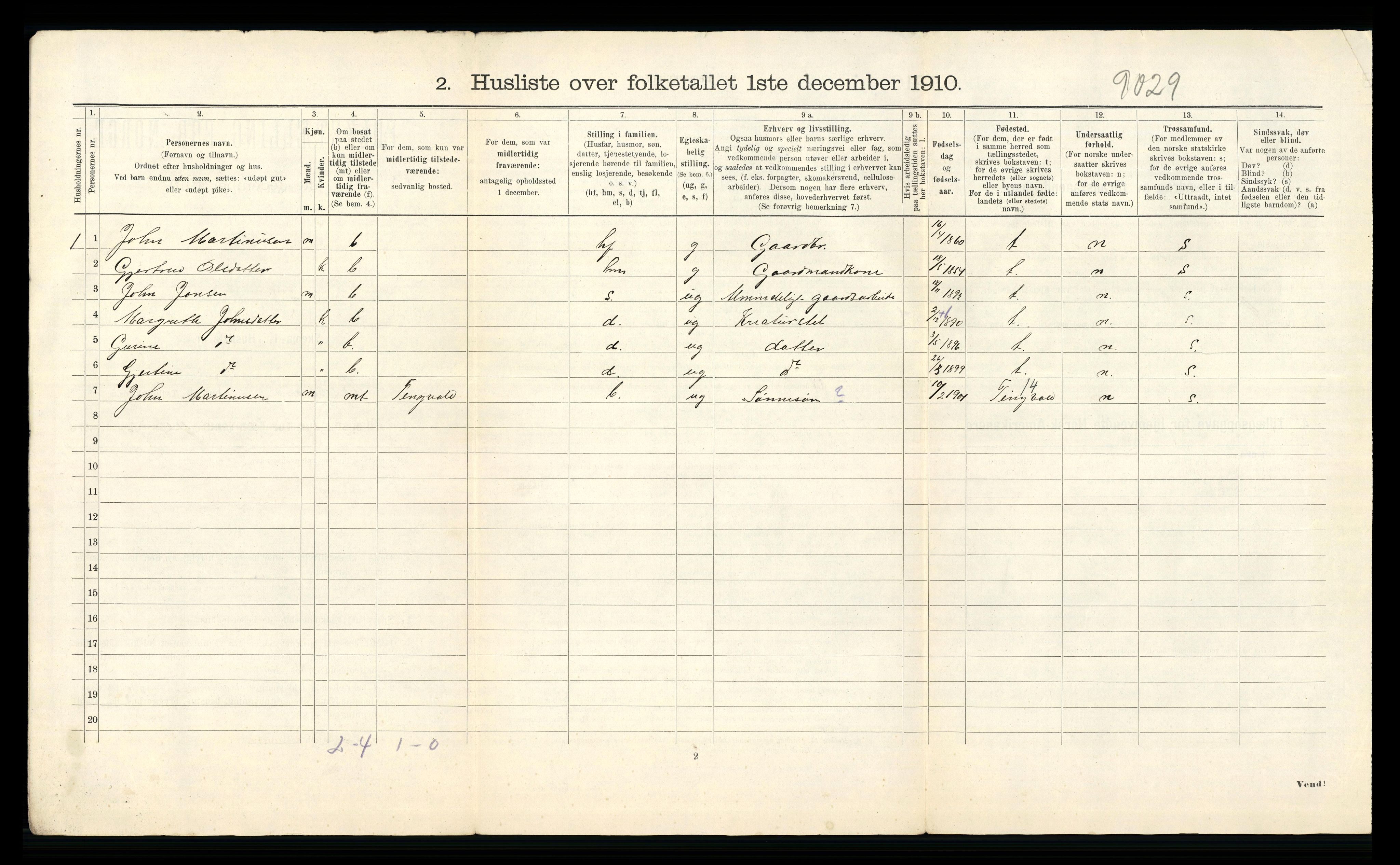 RA, 1910 census for Åsskard, 1910, p. 20