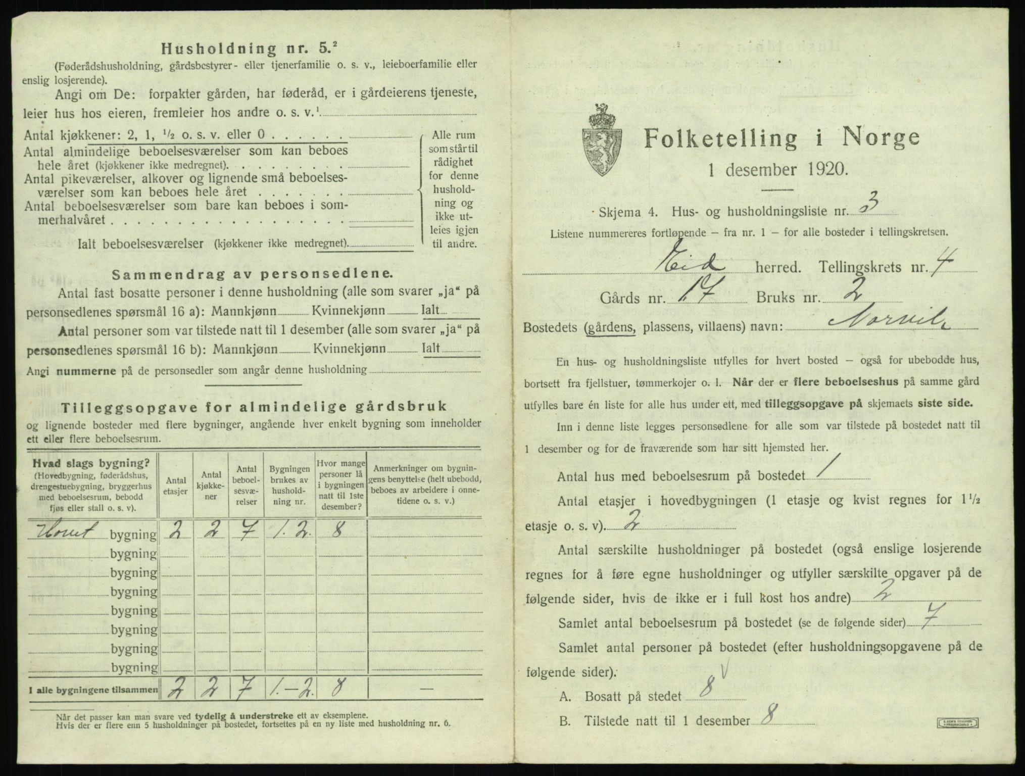 SAT, 1920 census for Eid, 1920, p. 175