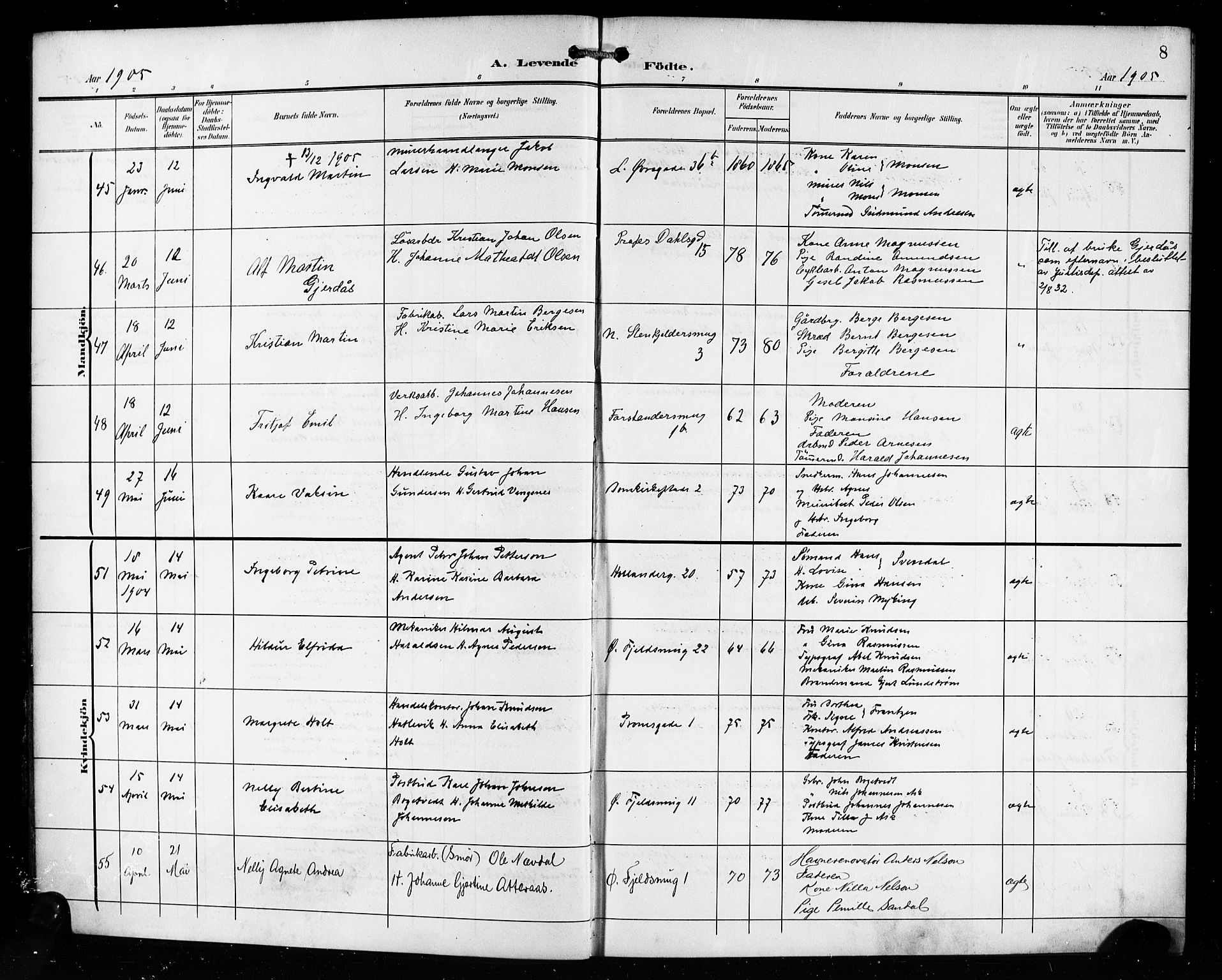 Korskirken sokneprestembete, AV/SAB-A-76101/H/Hab: Parish register (copy) no. B 11, 1905-1916, p. 8