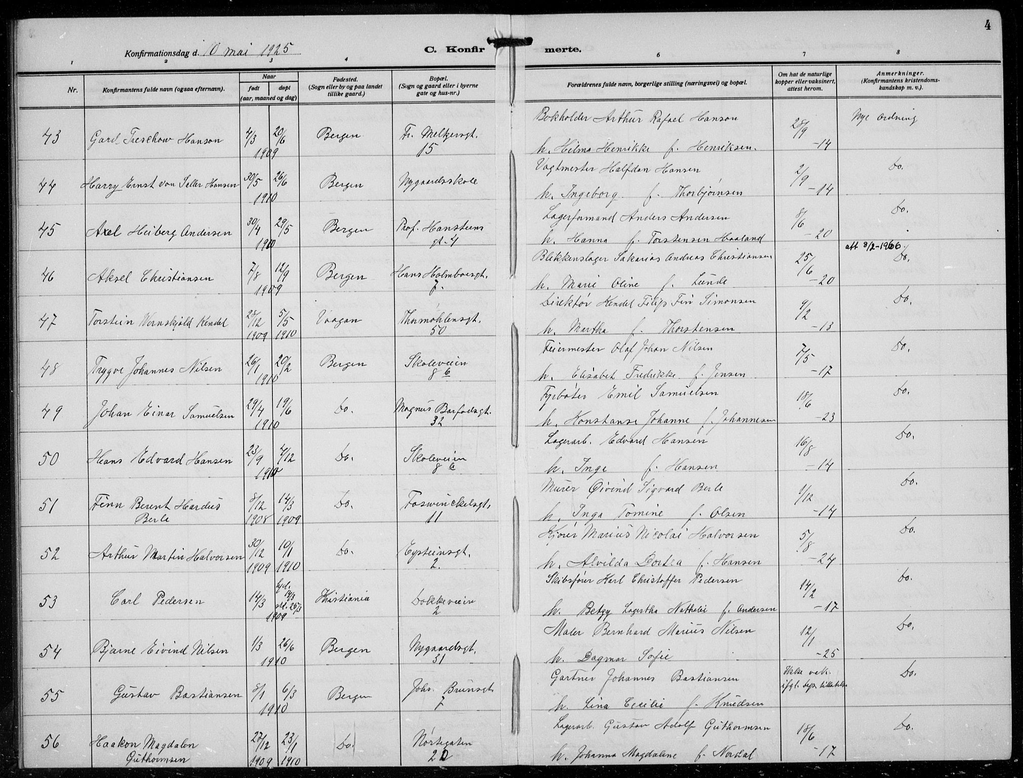 Johanneskirken sokneprestembete, AV/SAB-A-76001/H/Hab: Parish register (copy) no. B  3, 1925-1935, p. 3b-4a