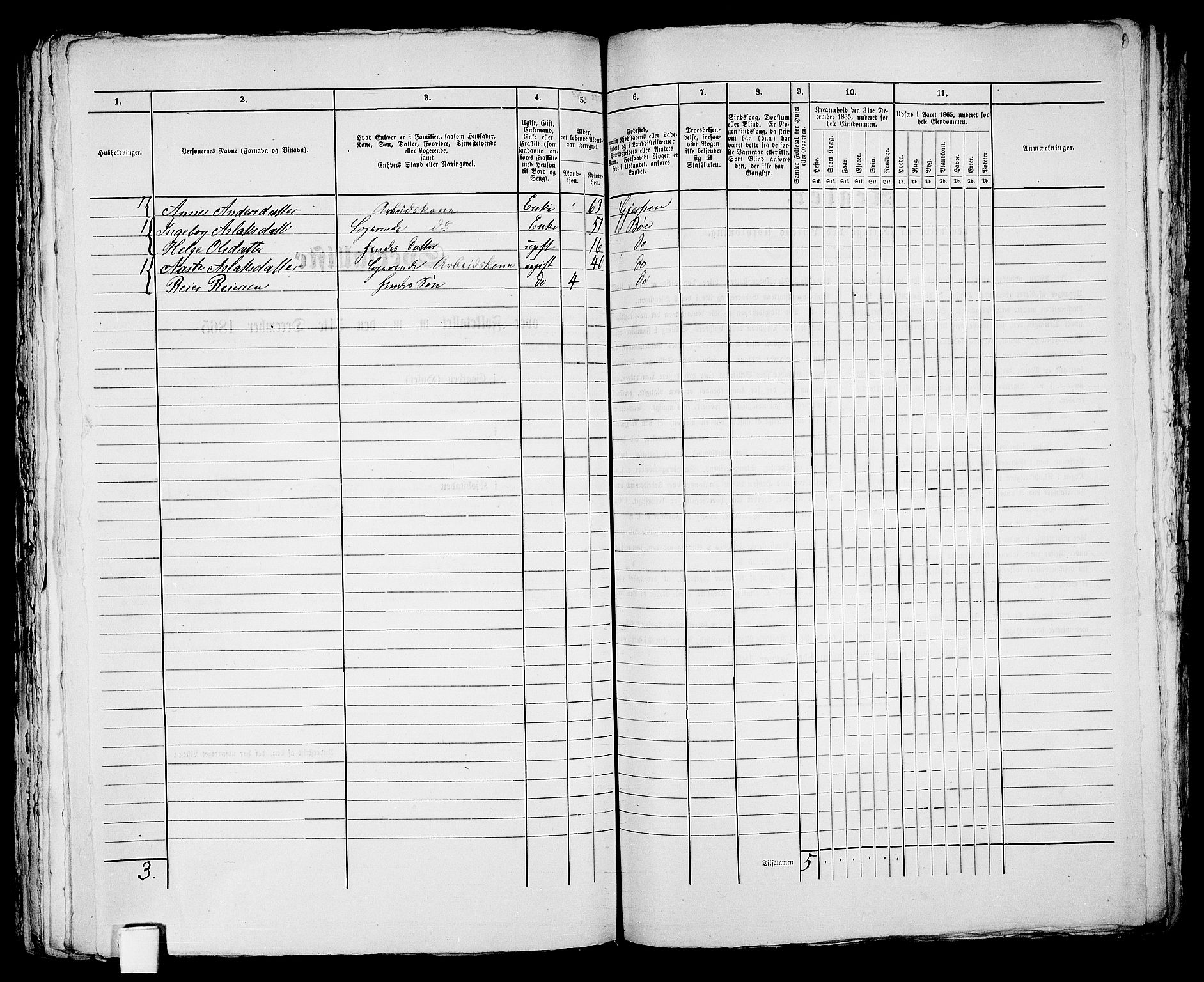 RA, 1865 census for Skien, 1865, p. 1070