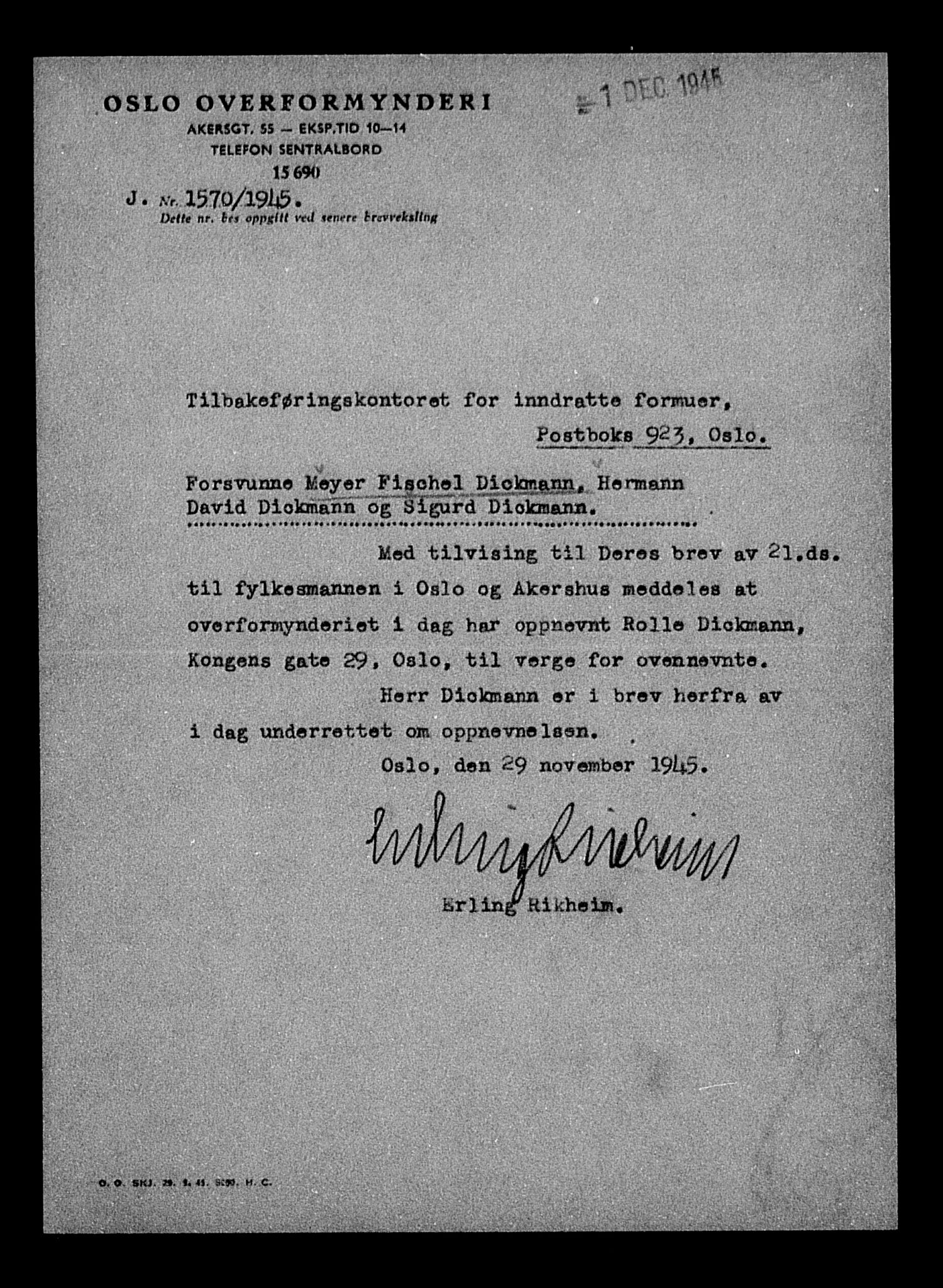 Justisdepartementet, Tilbakeføringskontoret for inndratte formuer, AV/RA-S-1564/H/Hc/Hcc/L0930: --, 1945-1947, p. 239