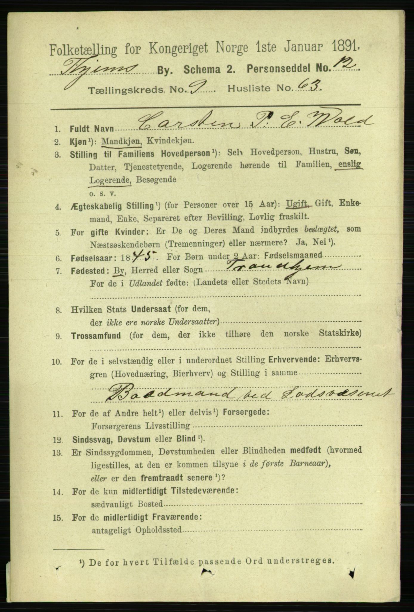 RA, 1891 census for 1601 Trondheim, 1891, p. 8326