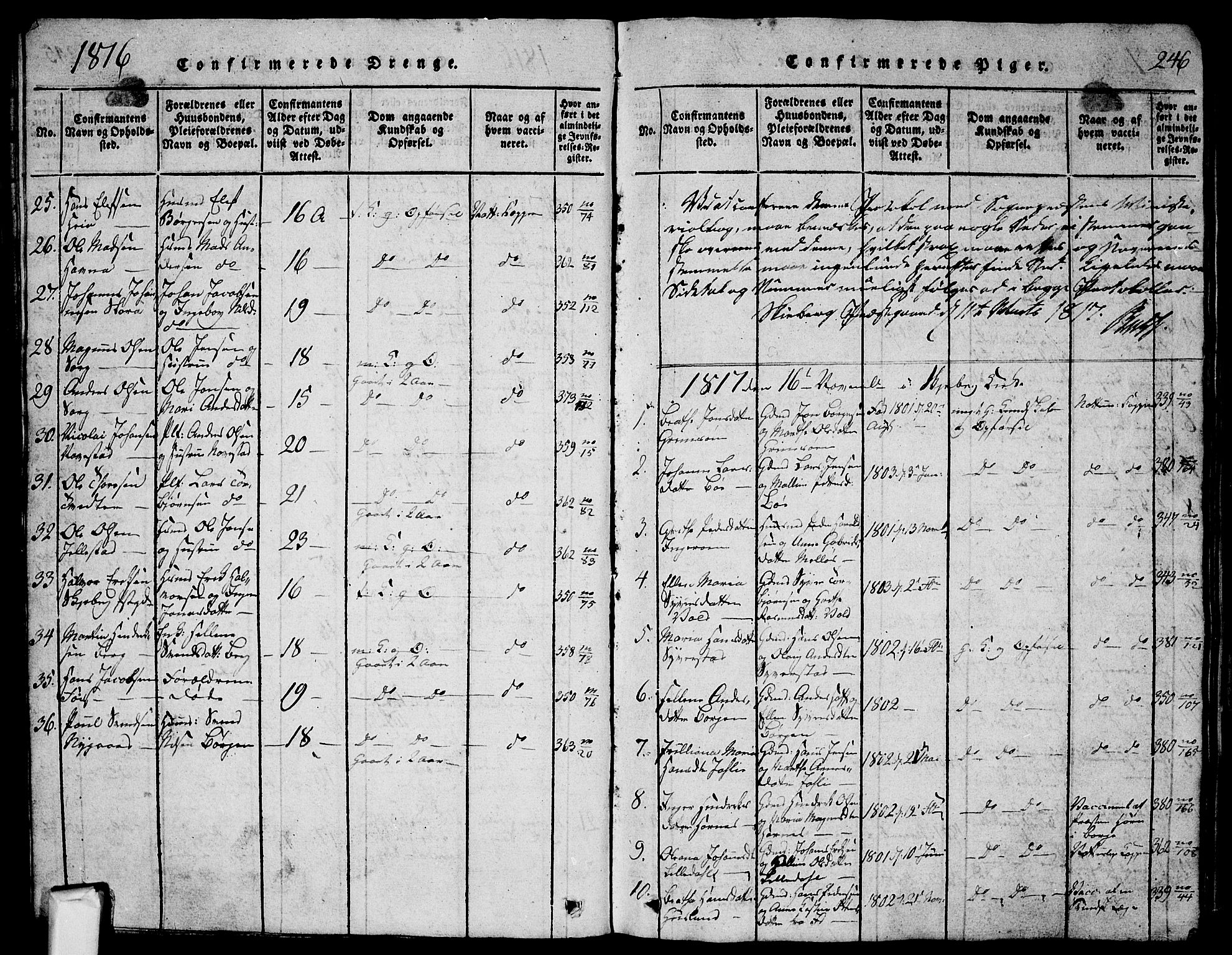 Skjeberg prestekontor Kirkebøker, SAO/A-10923/G/Ga/L0001: Parish register (copy) no. I 1, 1815-1830, p. 246
