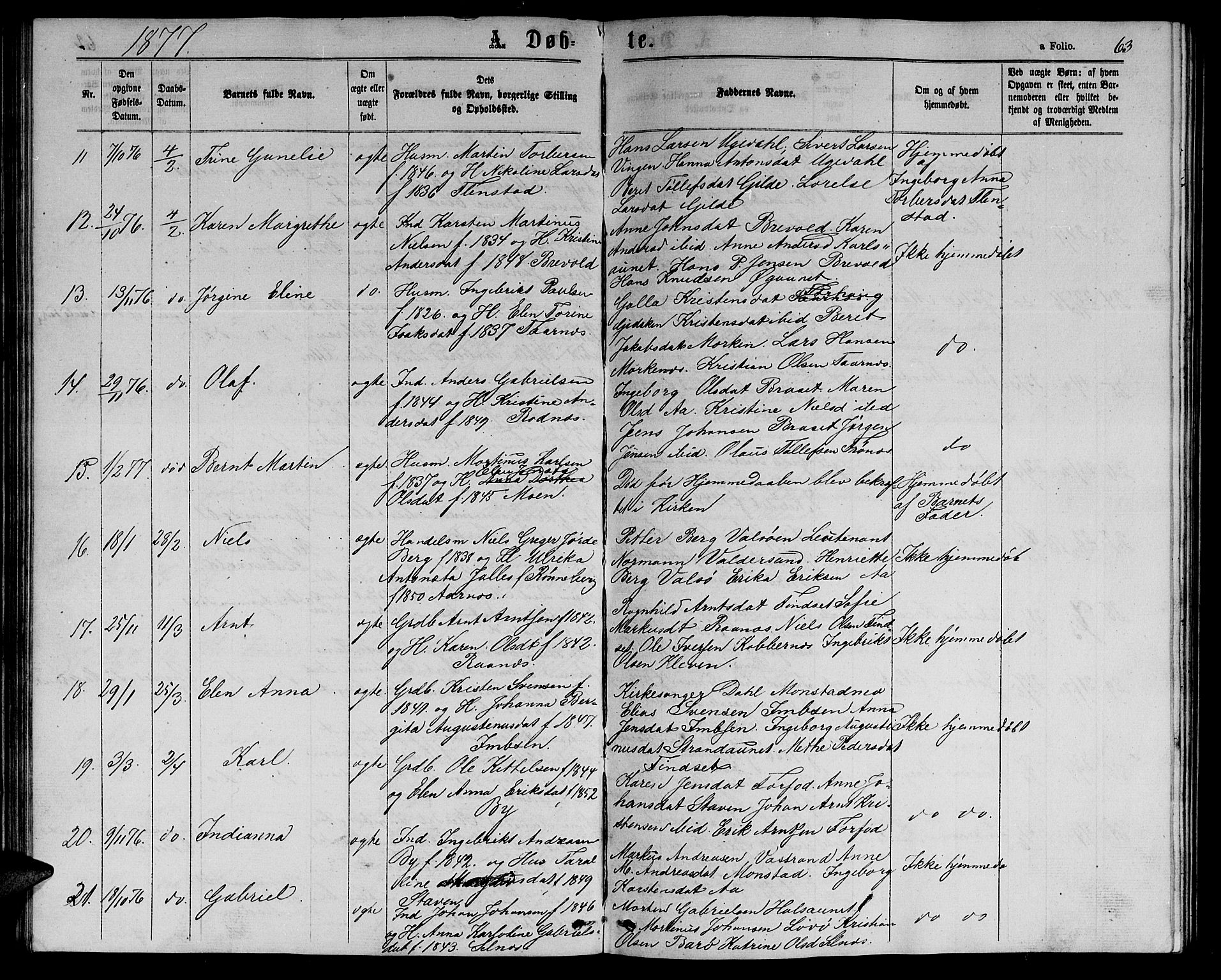 Ministerialprotokoller, klokkerbøker og fødselsregistre - Sør-Trøndelag, SAT/A-1456/655/L0686: Parish register (copy) no. 655C02, 1866-1879, p. 63