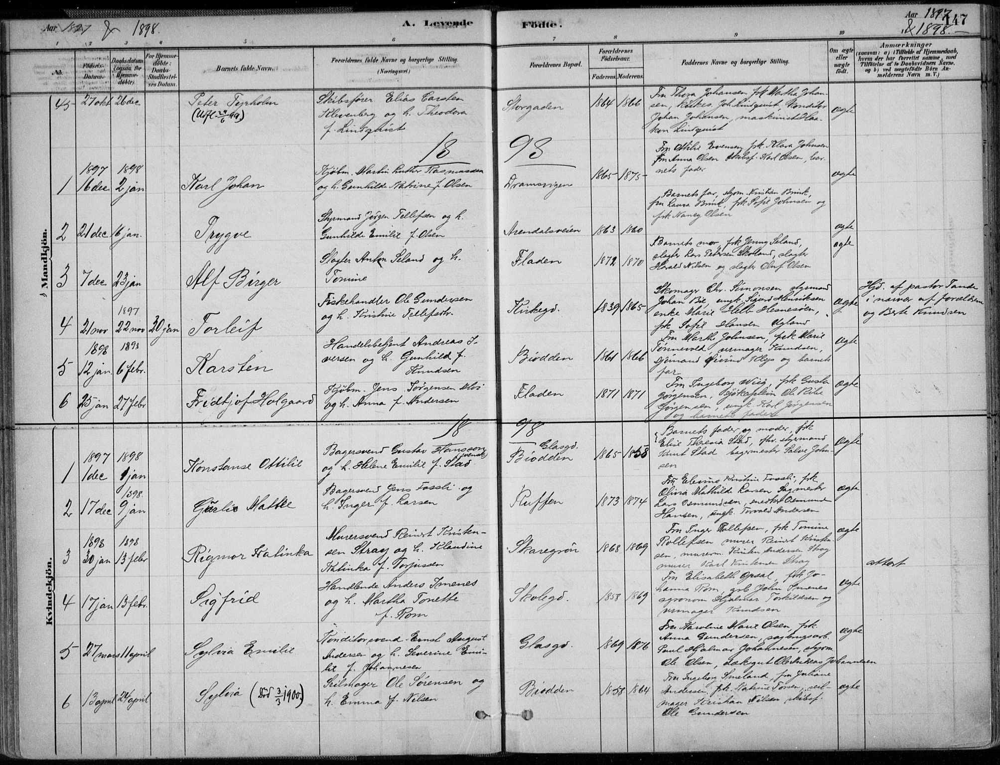 Grimstad sokneprestkontor, AV/SAK-1111-0017/F/Fa/L0003: Parish register (official) no. A 2, 1882-1912, p. 147