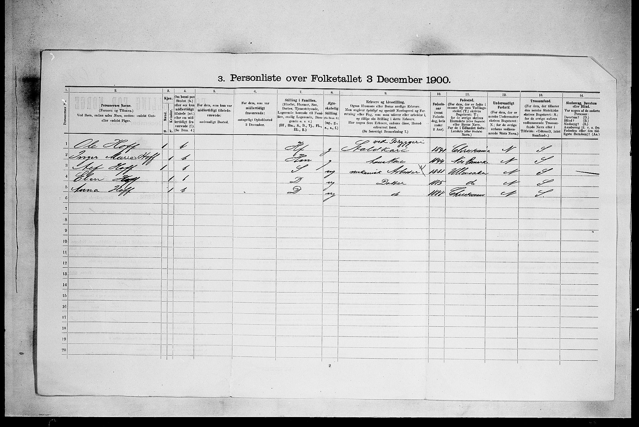 SAO, 1900 census for Kristiania, 1900, p. 10