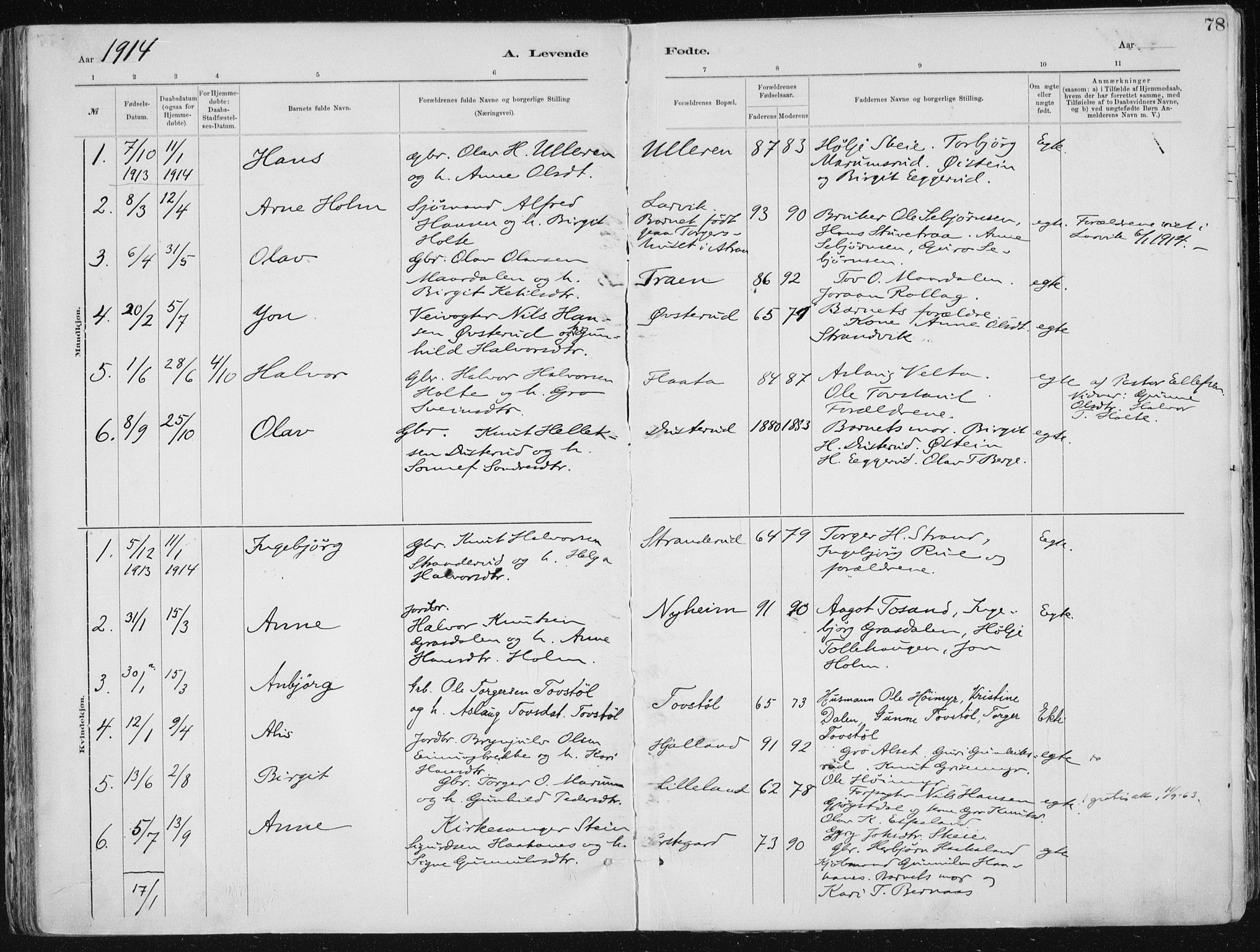 Tinn kirkebøker, SAKO/A-308/F/Fa/L0007: Parish register (official) no. I 7, 1878-1922, p. 78