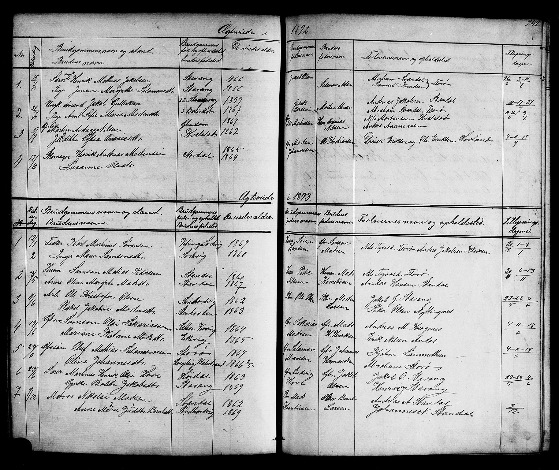 Kinn sokneprestembete, AV/SAB-A-80801/H/Hab/Habc/L0002: Parish register (copy) no. C 2, 1869-1918, p. 242