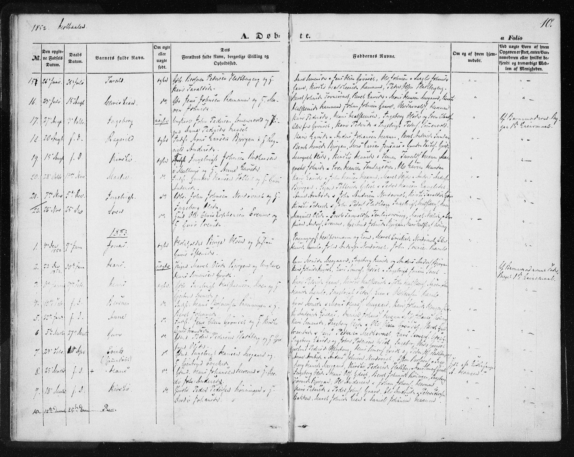 Ministerialprotokoller, klokkerbøker og fødselsregistre - Sør-Trøndelag, SAT/A-1456/685/L0963: Parish register (official) no. 685A06 /1, 1846-1859, p. 10