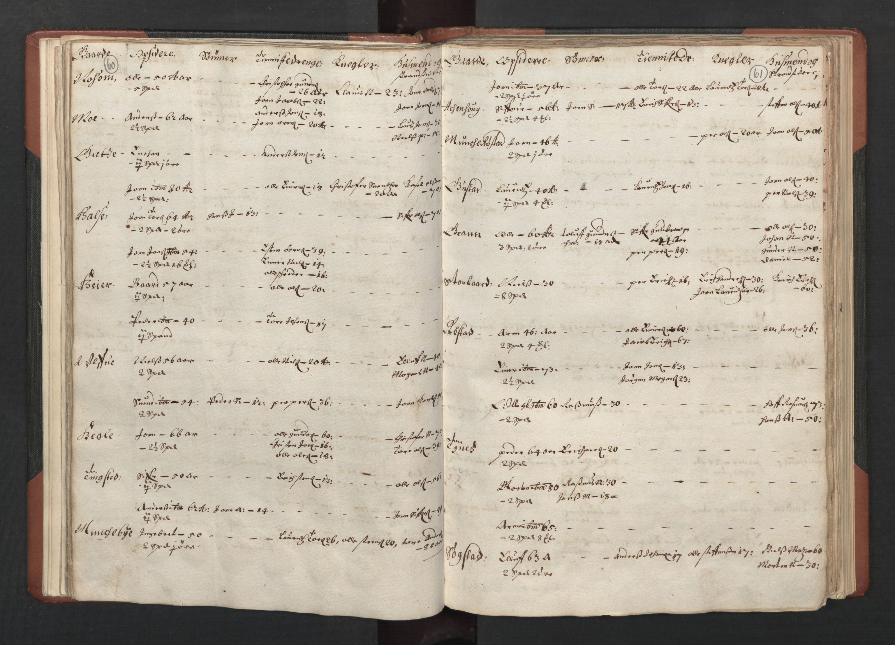 RA, Bailiff's Census 1664-1666, no. 19: Fosen fogderi, Inderøy fogderi, Selbu fogderi, Namdal fogderi and Stjørdal fogderi, 1664-1665, p. 60-61