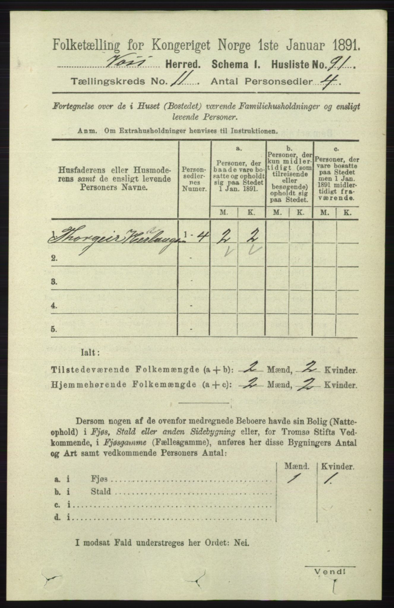 RA, 1891 census for 1235 Voss, 1891, p. 5815