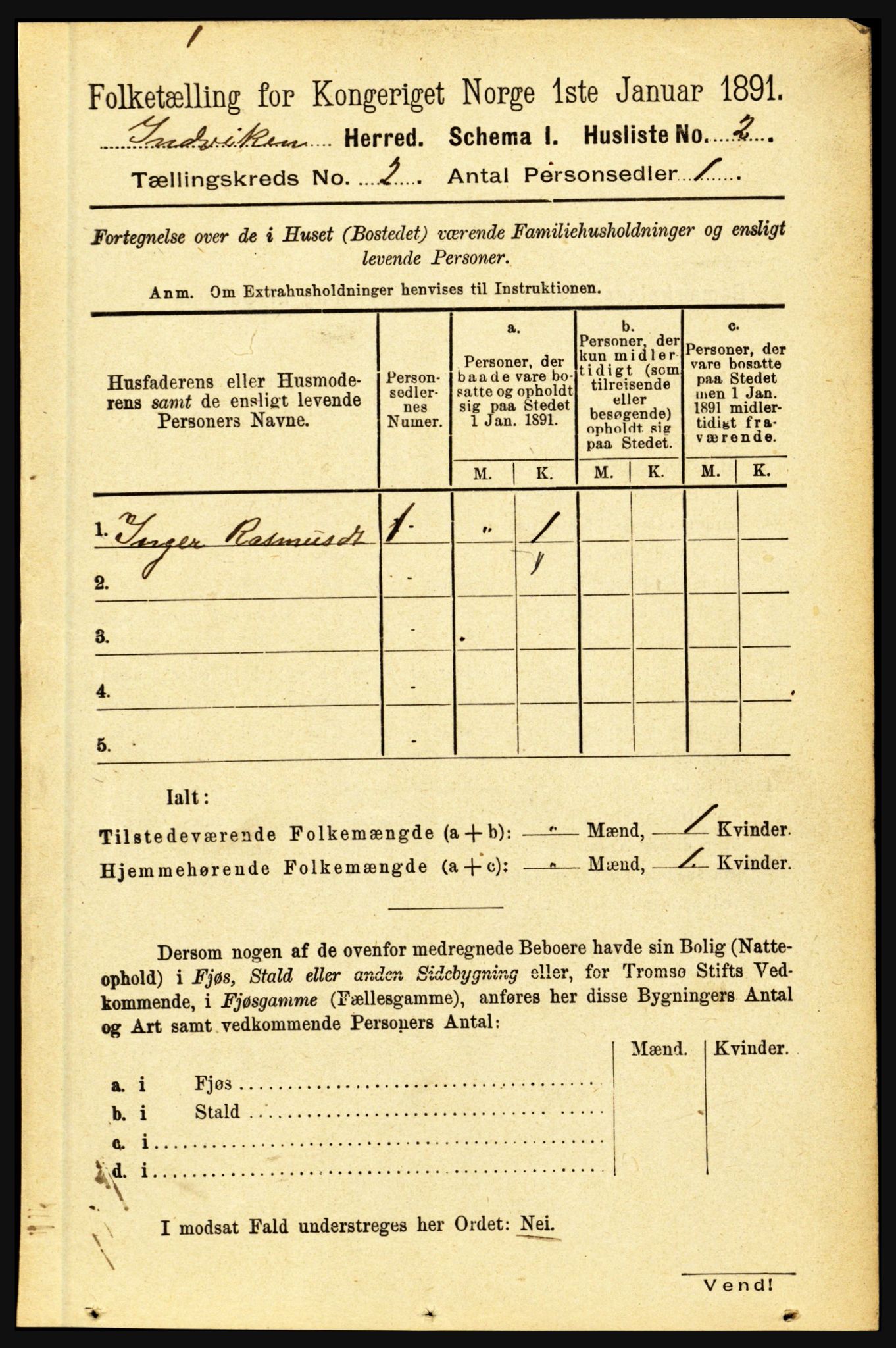 RA, 1891 census for 1447 Innvik, 1891, p. 545