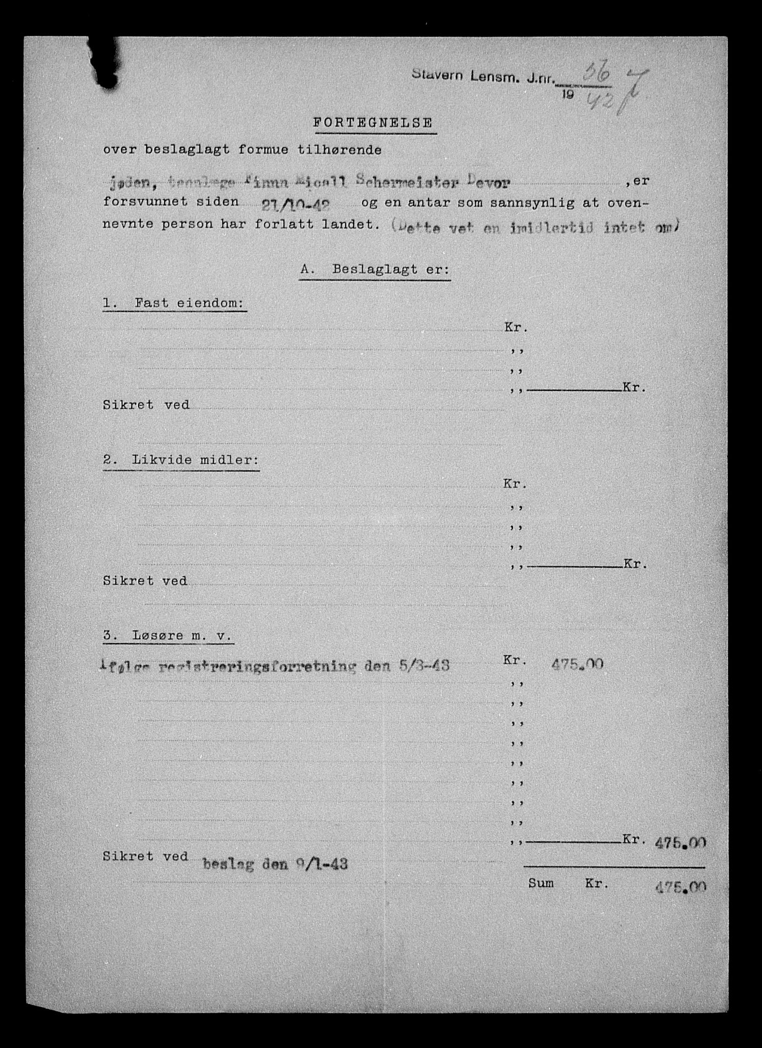 Justisdepartementet, Tilbakeføringskontoret for inndratte formuer, AV/RA-S-1564/H/Hc/Hcc/L0930: --, 1945-1947, p. 193