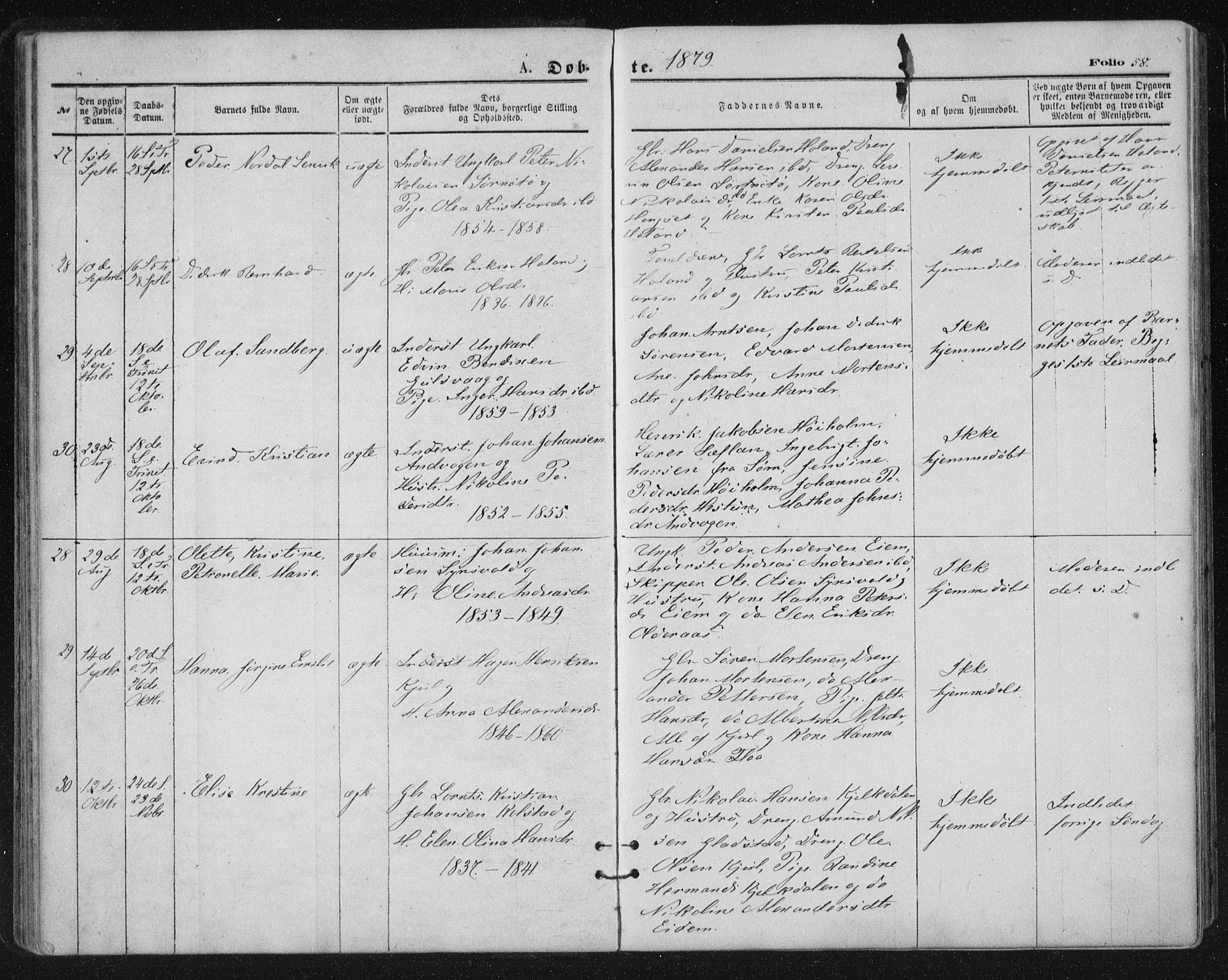 Ministerialprotokoller, klokkerbøker og fødselsregistre - Nordland, SAT/A-1459/816/L0241: Parish register (official) no. 816A07, 1870-1885, p. 58