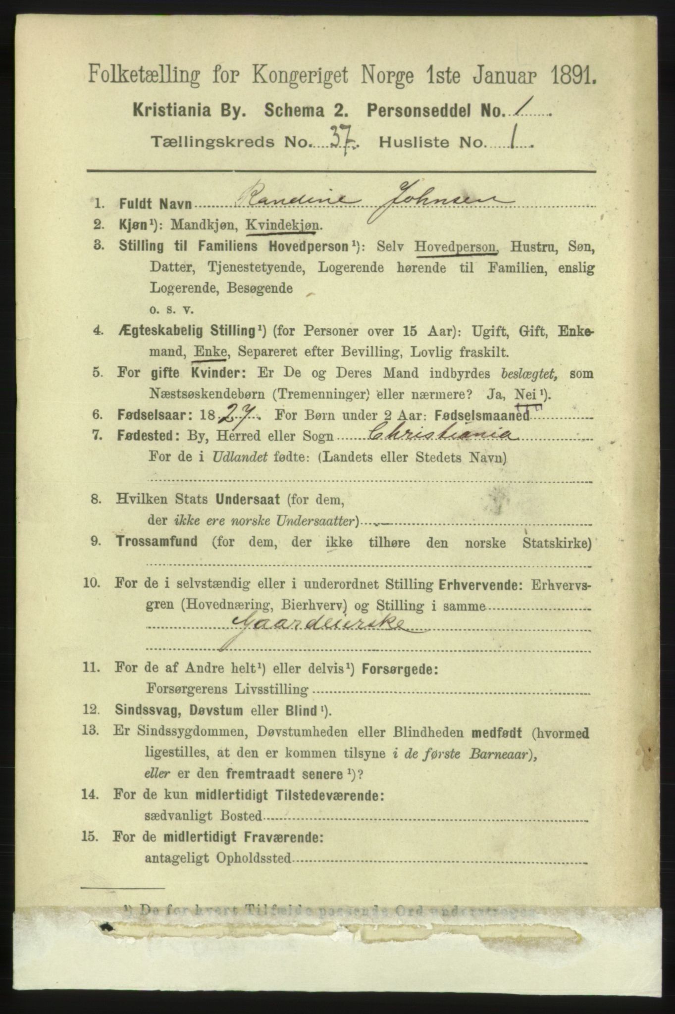 RA, 1891 census for 0301 Kristiania, 1891, p. 20433