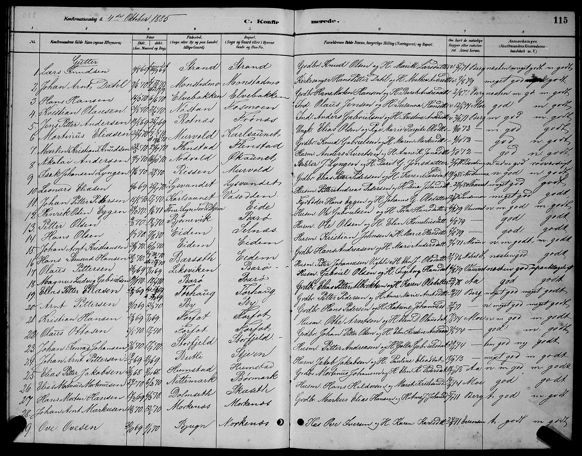 Ministerialprotokoller, klokkerbøker og fødselsregistre - Sør-Trøndelag, AV/SAT-A-1456/655/L0687: Parish register (copy) no. 655C03, 1880-1898, p. 115