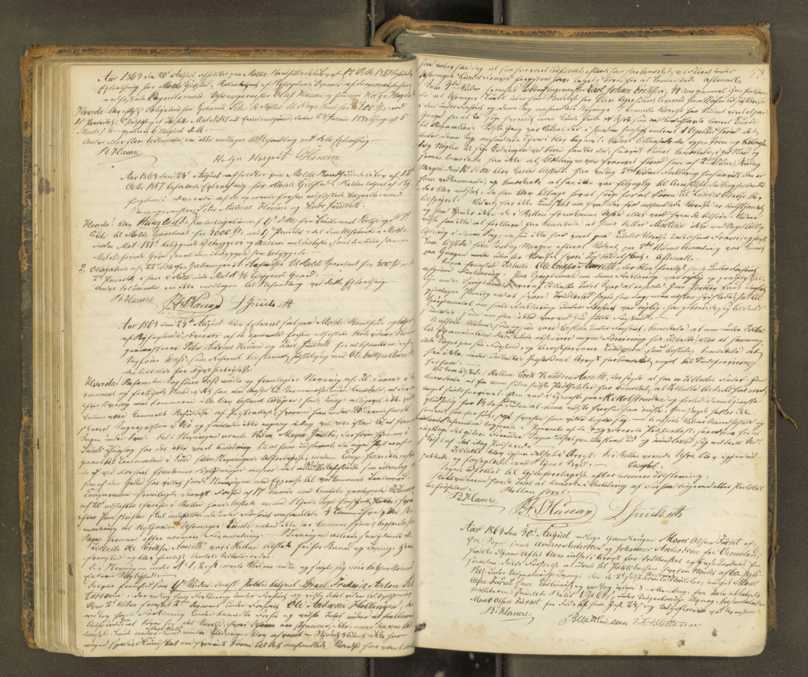 Molde byfogd, AV/SAT-A-0025/1/1A/L0010: Justisprotokoll, 1863-1869, p. 57b-58a