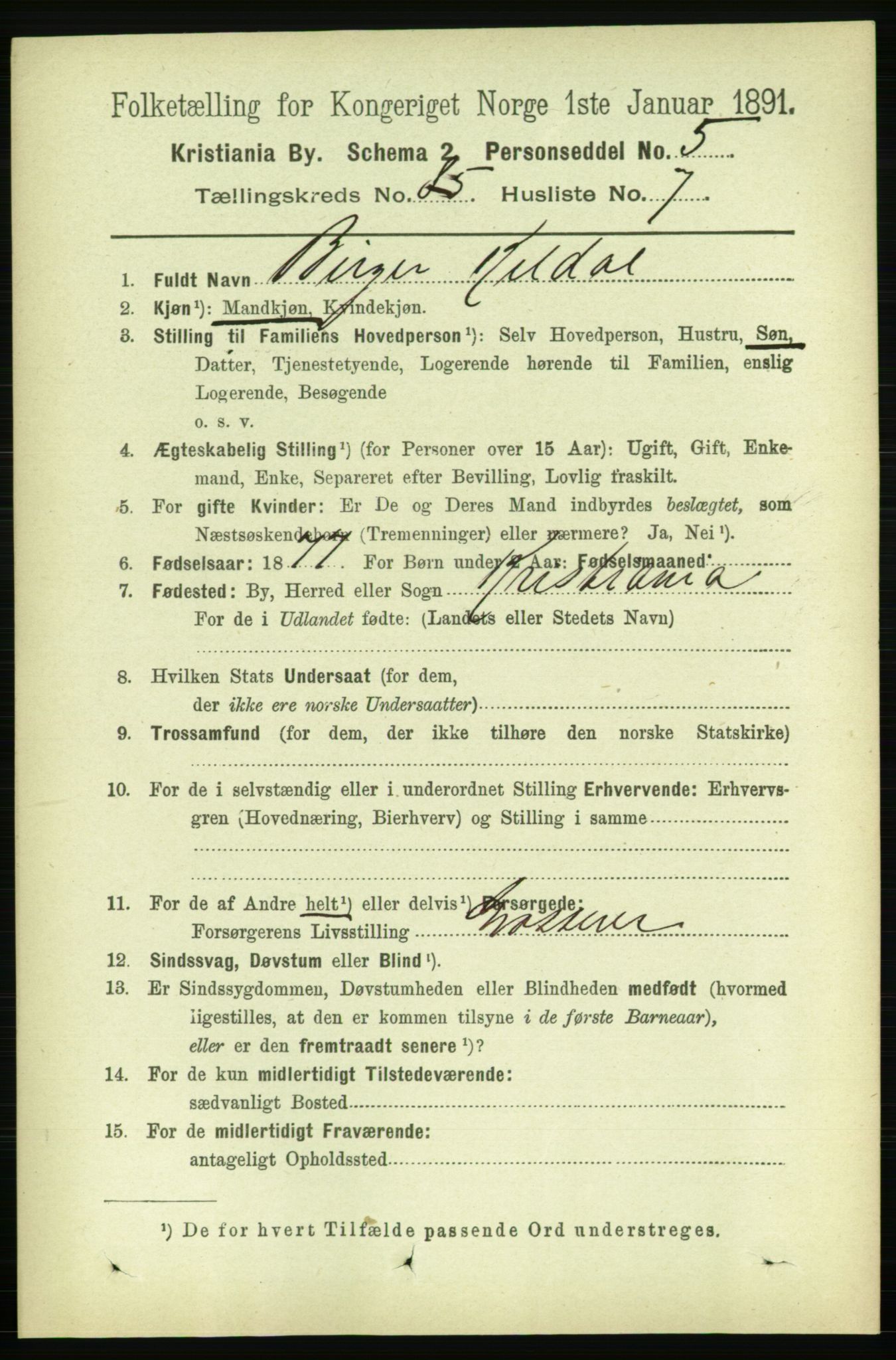 RA, 1891 census for 0301 Kristiania, 1891, p. 42894