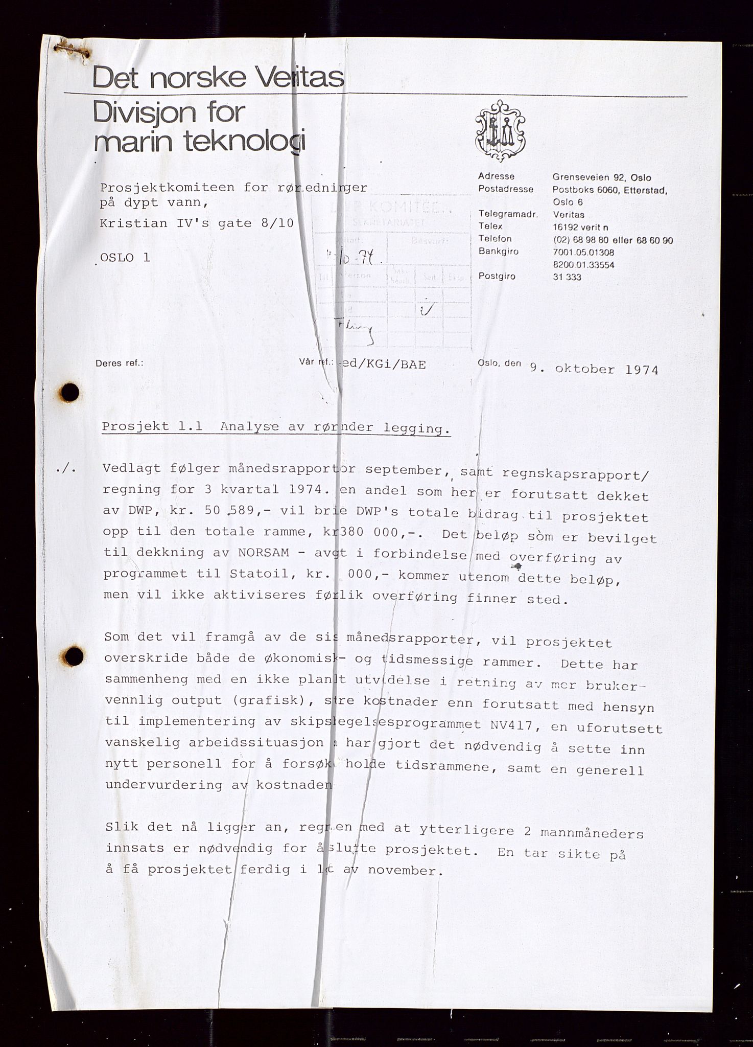 Industridepartementet, Oljekontoret, AV/SAST-A-101348/Di/L0001: DWP, møter juni - november, komiteemøter nr. 19 - 26, 1973-1974, p. 727