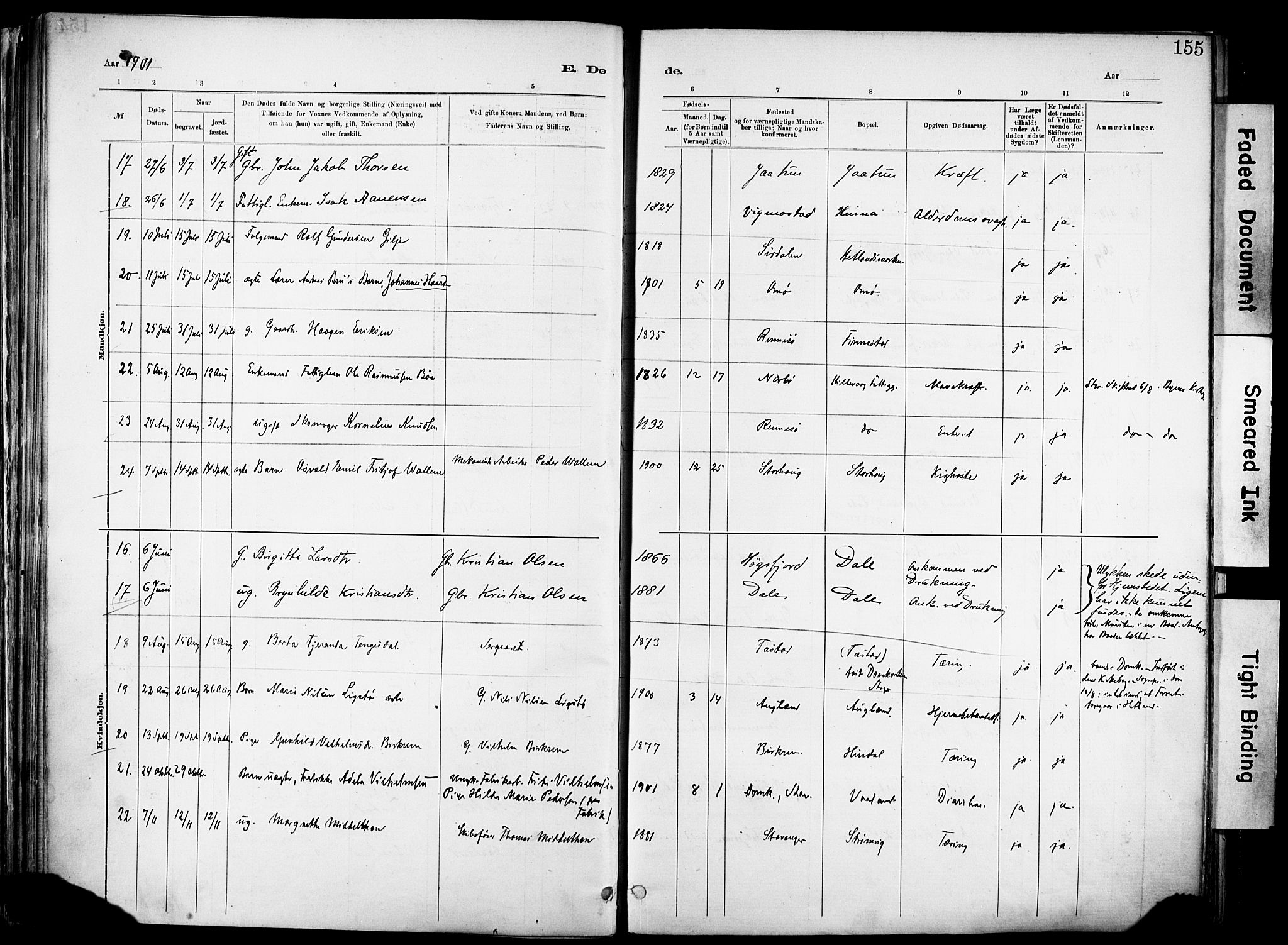 Hetland sokneprestkontor, AV/SAST-A-101826/30/30BA/L0012: Parish register (official) no. A 12, 1882-1912, p. 155