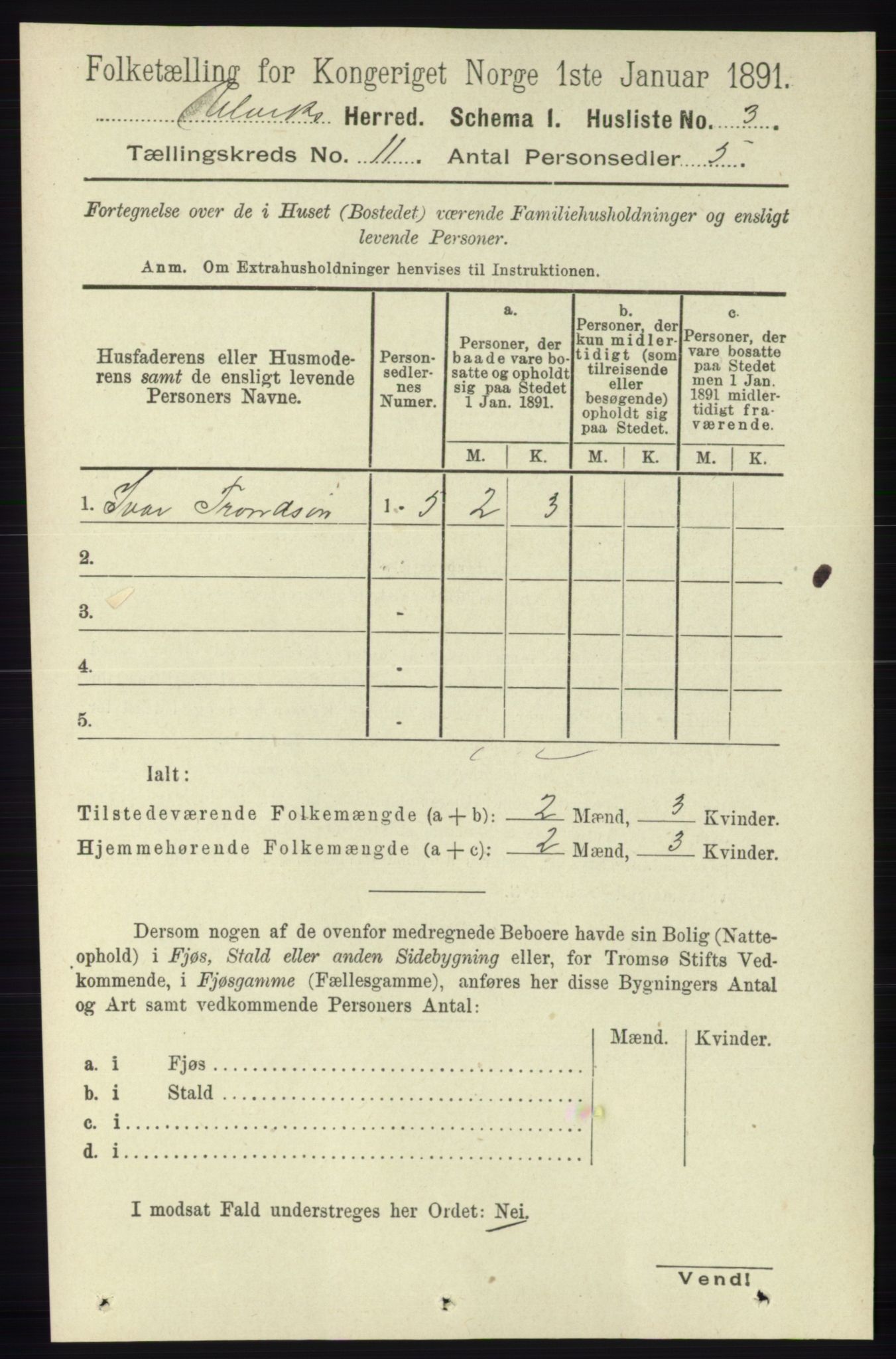 RA, 1891 census for 1233 Ulvik, 1891, p. 3442