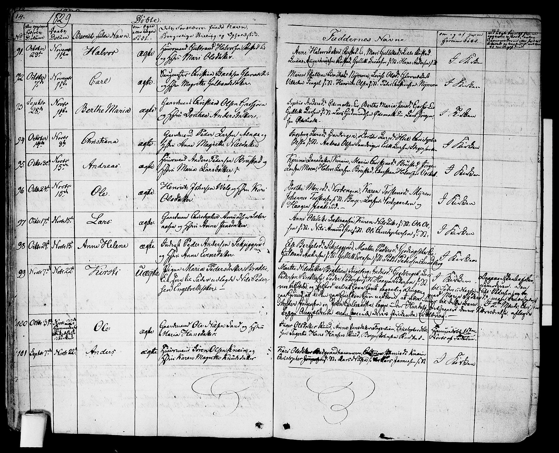 Hurdal prestekontor Kirkebøker, AV/SAO-A-10889/F/Fa/L0004: Parish register (official) no. I 4, 1828-1845, p. 14