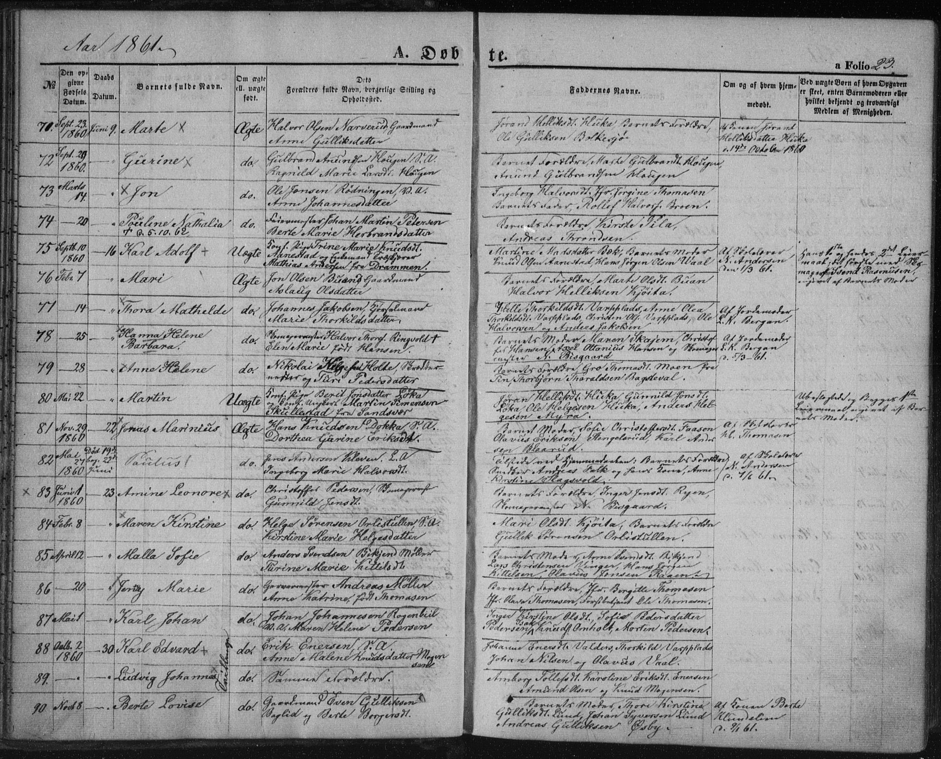 Kongsberg kirkebøker, AV/SAKO-A-22/F/Fa/L0010: Parish register (official) no. I 10, 1859-1875, p. 23