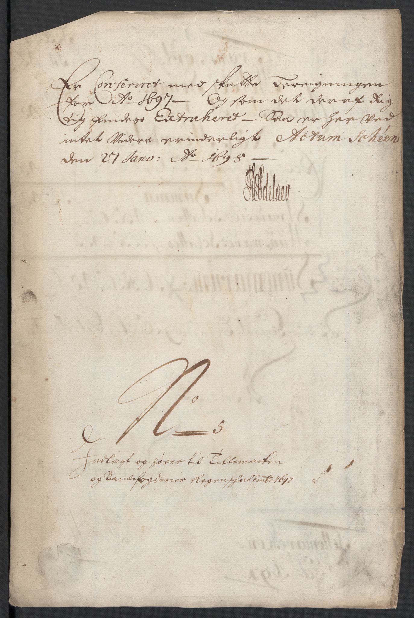 Rentekammeret inntil 1814, Reviderte regnskaper, Fogderegnskap, AV/RA-EA-4092/R36/L2097: Fogderegnskap Øvre og Nedre Telemark og Bamble, 1697, p. 5