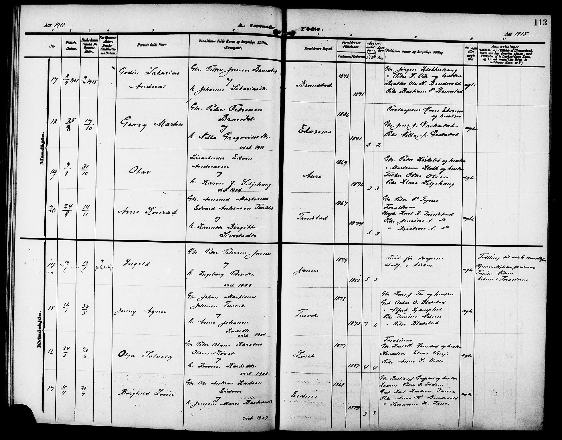 Ministerialprotokoller, klokkerbøker og fødselsregistre - Møre og Romsdal, SAT/A-1454/523/L0341: Parish register (copy) no. 523C04, 1903-1916, p. 112