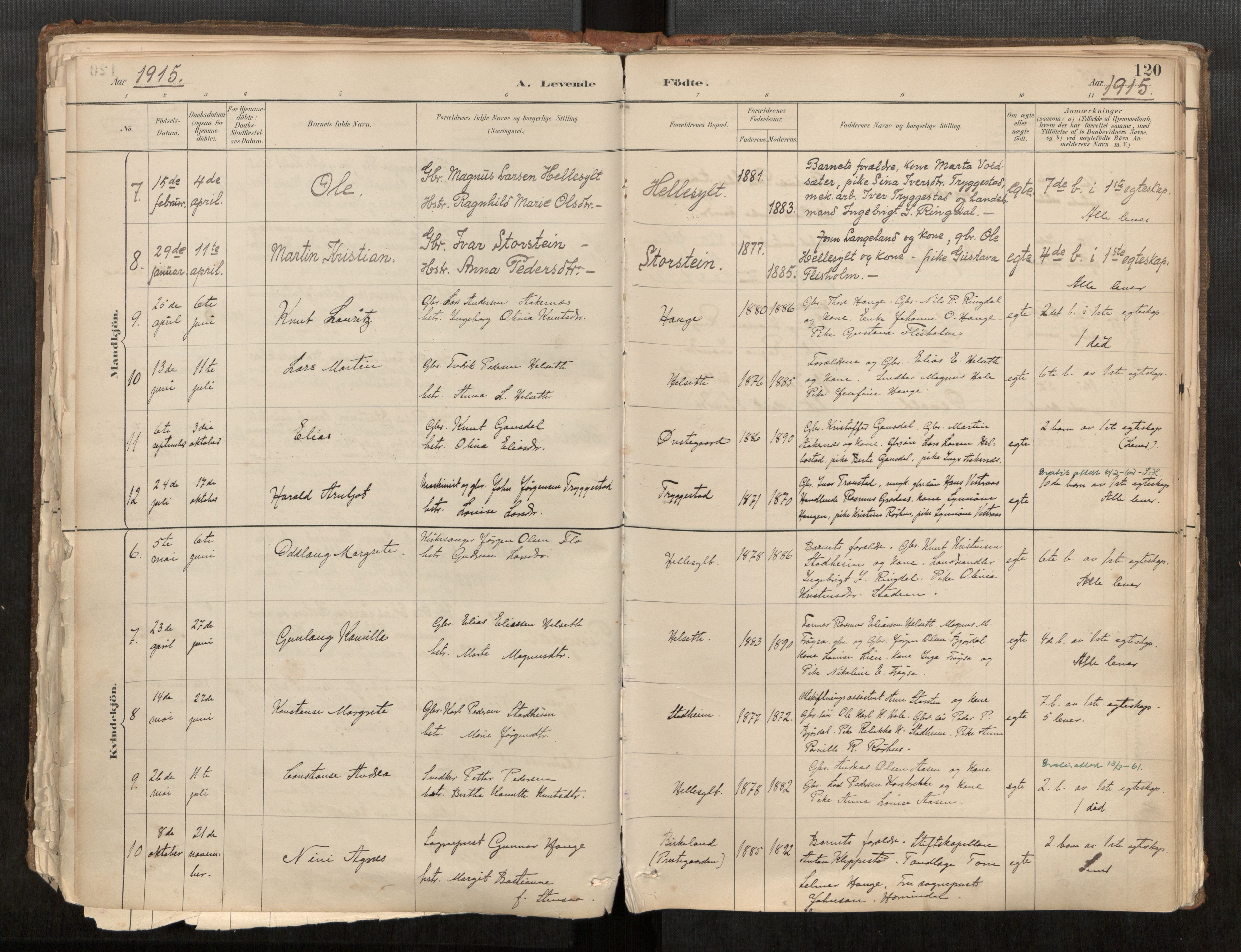 Sunnylven sokneprestkontor, AV/SAT-A-1007: Parish register (official) no. 517A08, 1882-1939, p. 120