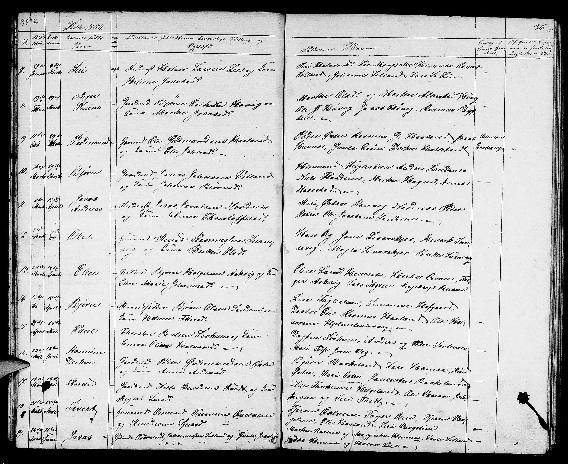 Jelsa sokneprestkontor, SAST/A-101842/01/V: Parish register (copy) no. B 2, 1852-1863, p. 35-36