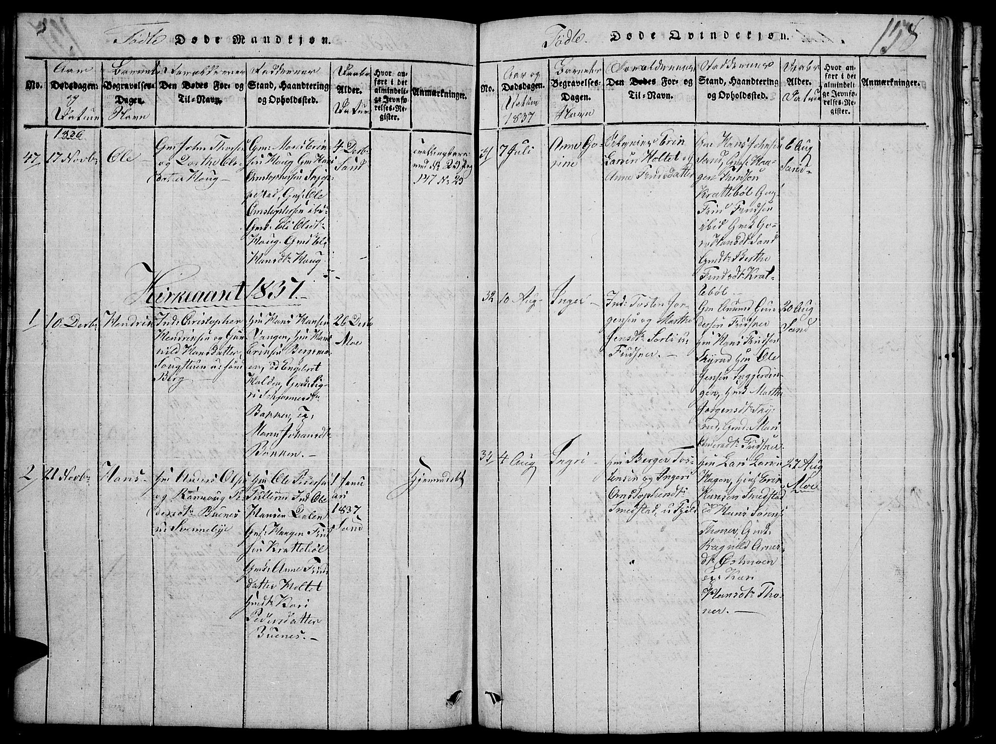 Nord-Odal prestekontor, AV/SAH-PREST-032/H/Ha/Hab/L0001: Parish register (copy) no. 1, 1819-1838, p. 158