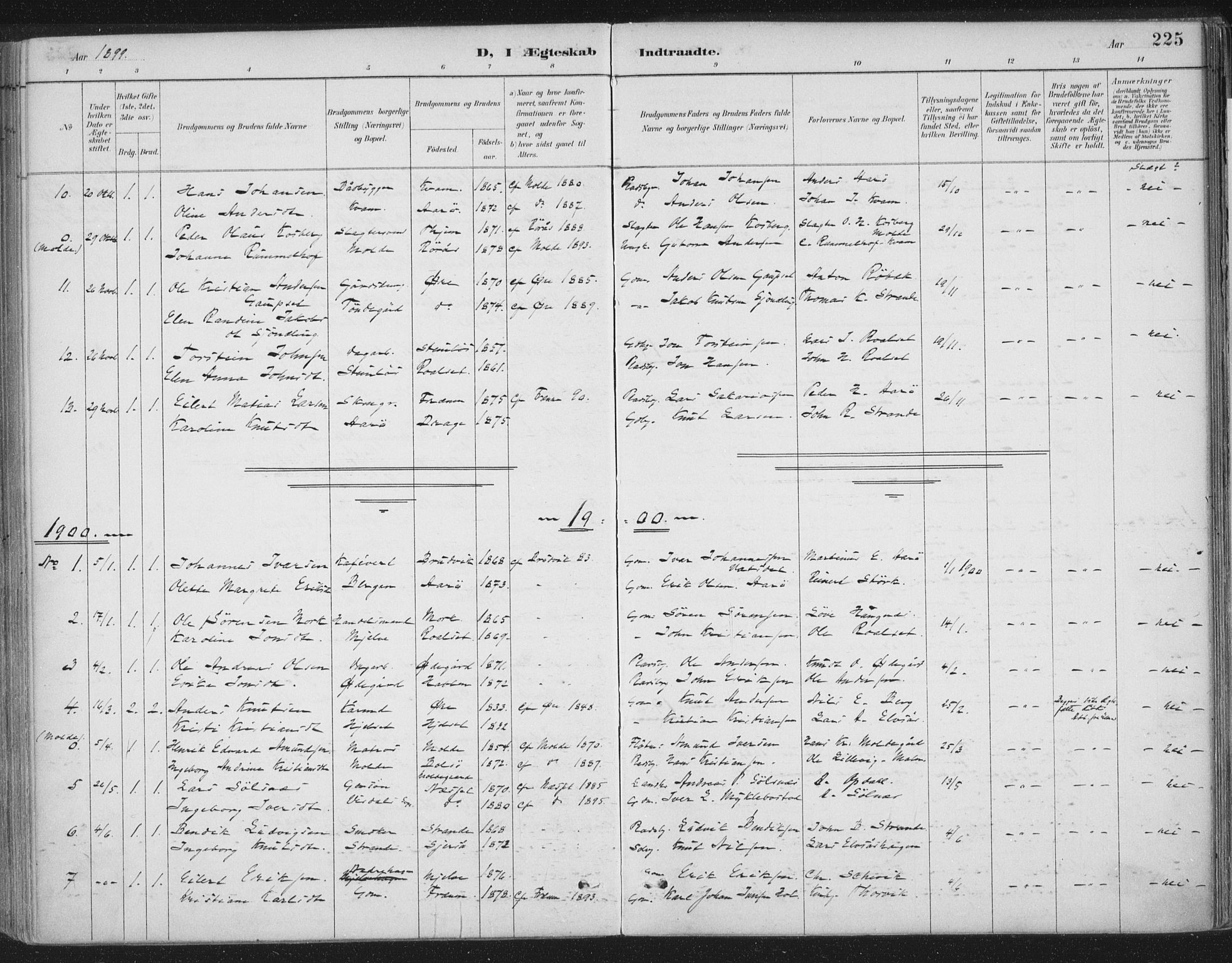 Ministerialprotokoller, klokkerbøker og fødselsregistre - Møre og Romsdal, AV/SAT-A-1454/555/L0658: Parish register (official) no. 555A09, 1887-1917, p. 225