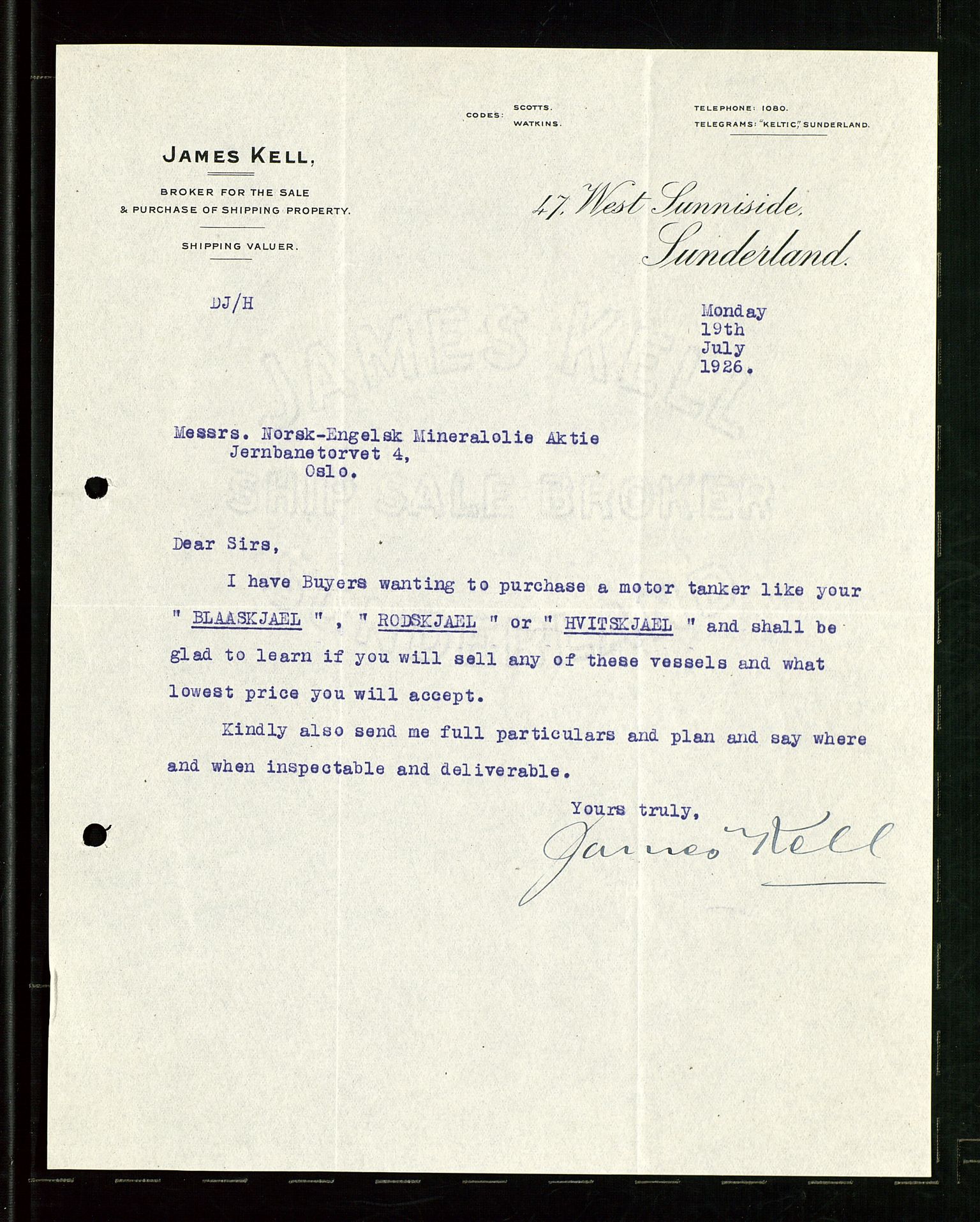 Pa 1521 - A/S Norske Shell, AV/SAST-A-101915/E/Ea/Eaa/L0024: Sjefskorrespondanse, 1926, p. 456