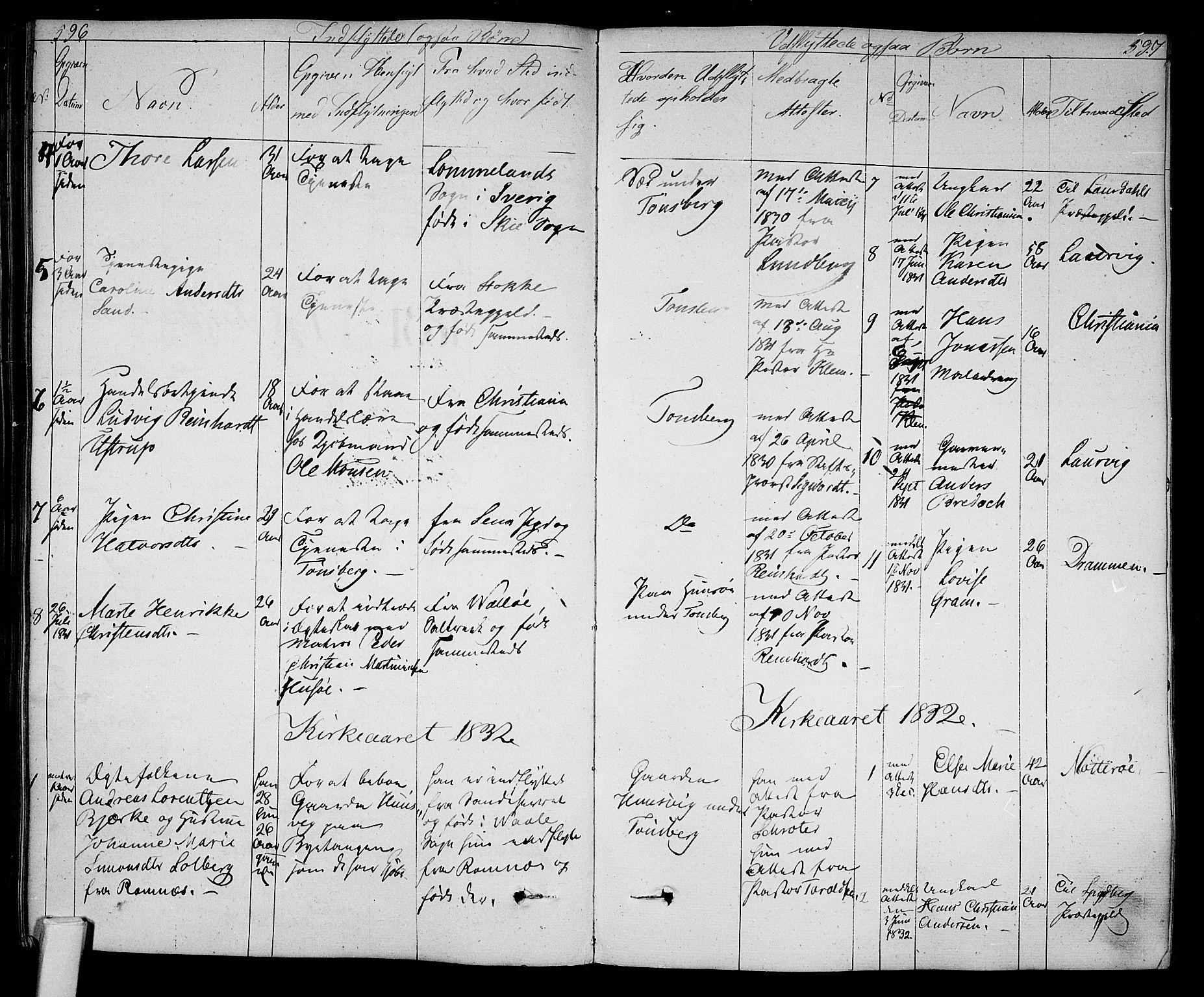 Tønsberg kirkebøker, SAKO/A-330/F/Fa/L0005: Parish register (official) no. I 5, 1827-1836, p. 596-597