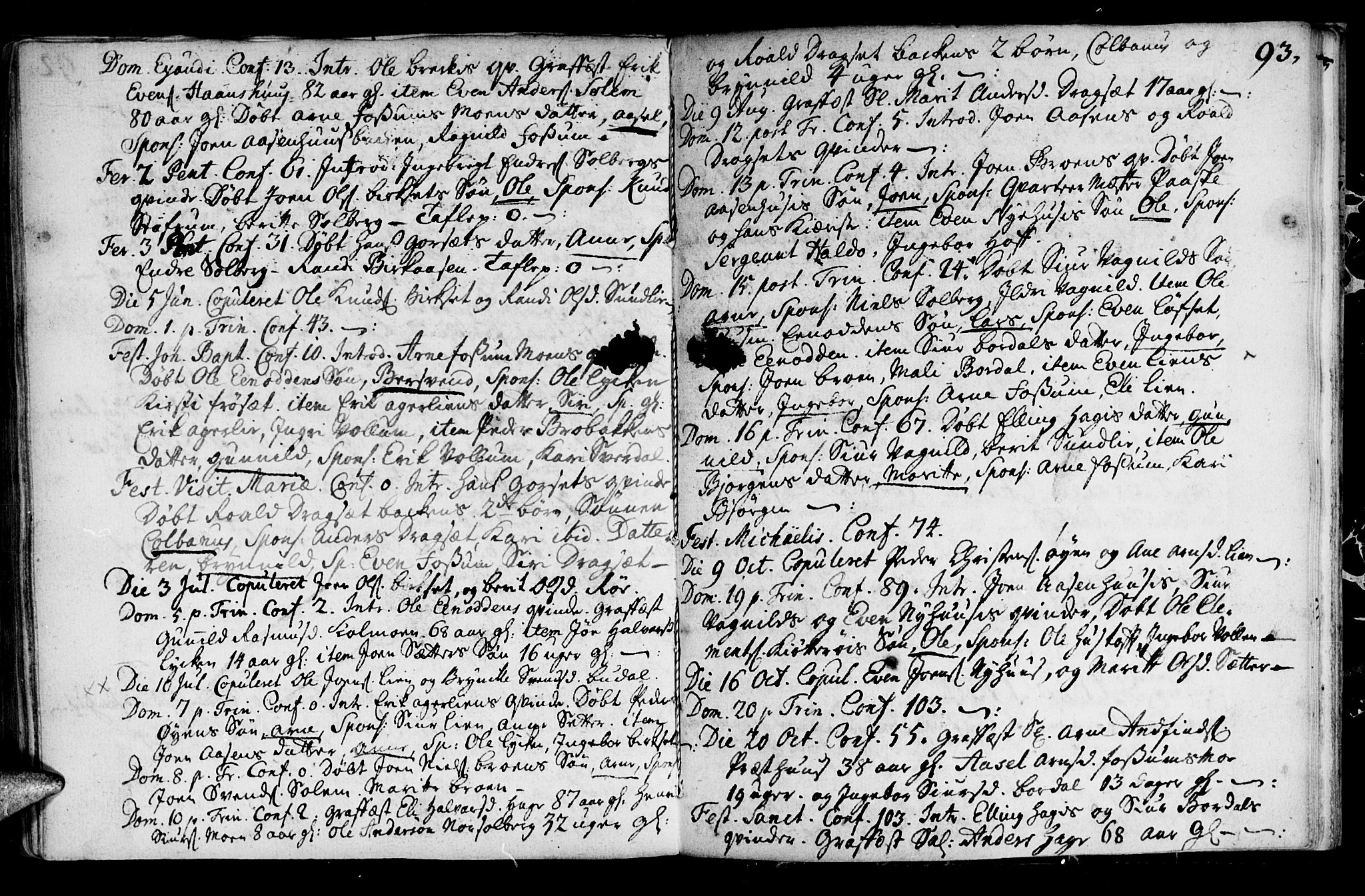 Ministerialprotokoller, klokkerbøker og fødselsregistre - Sør-Trøndelag, SAT/A-1456/689/L1036: Parish register (official) no. 689A01, 1696-1746, p. 93