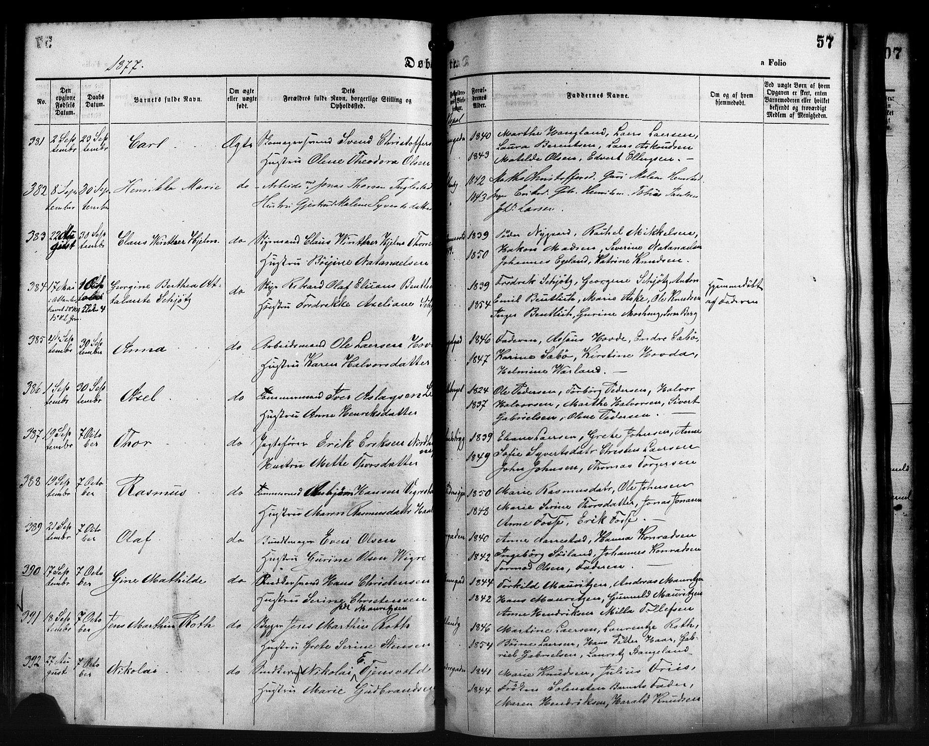 St. Petri sokneprestkontor, AV/SAST-A-101813/001/30/30BA/L0014: Parish register (official) no. A 14, 1876-1879, p. 57