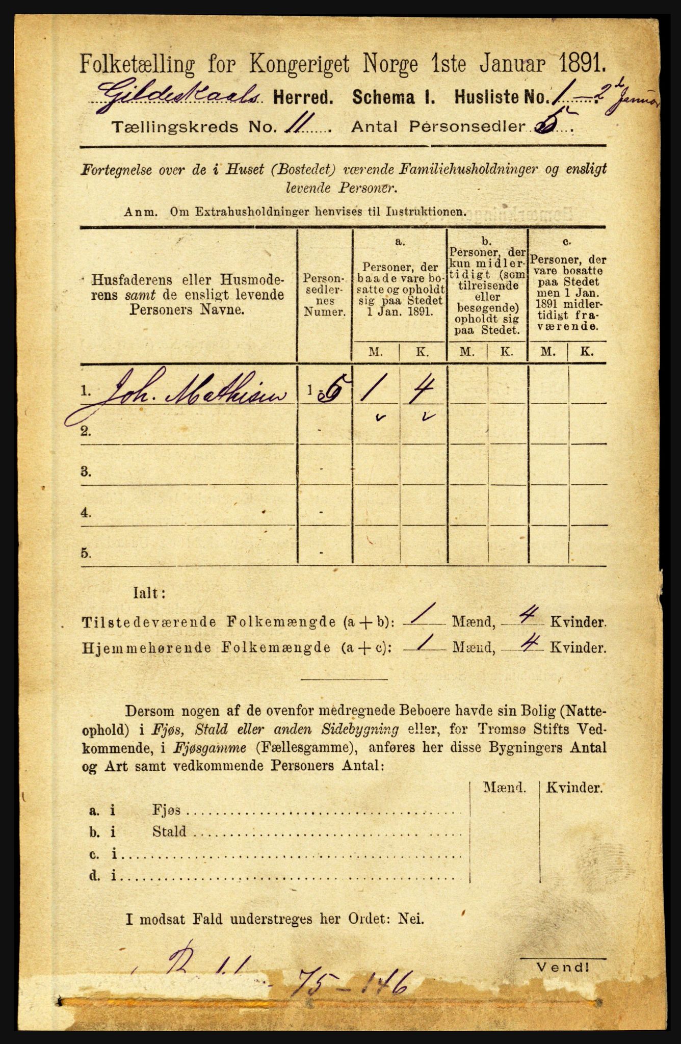 RA, 1891 census for 1838 Gildeskål, 1891, p. 3127