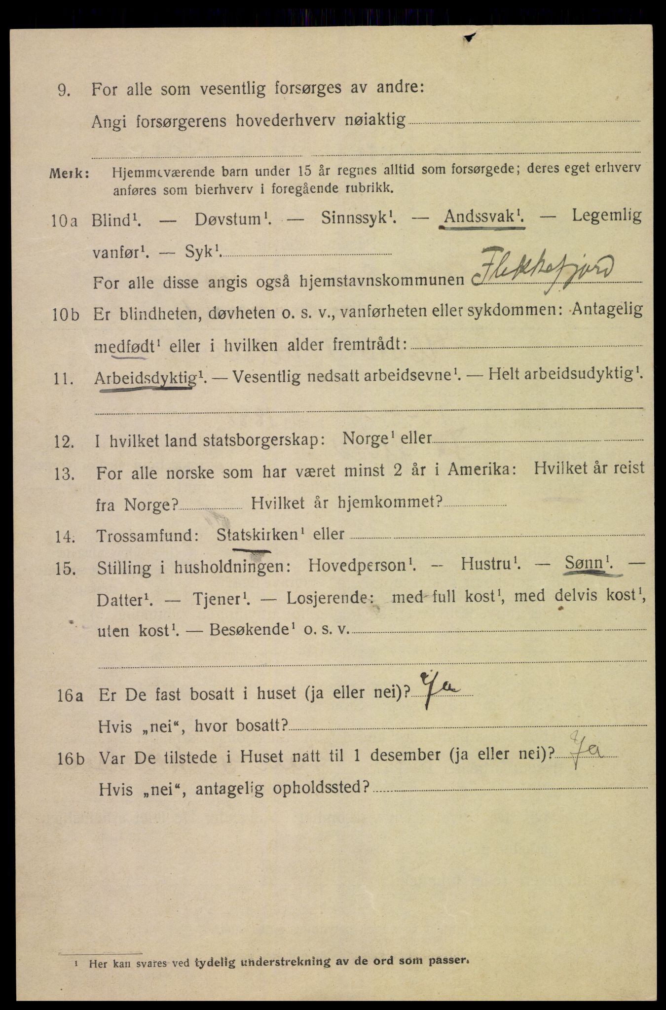 SAK, 1920 census for Flekkefjord, 1920, p. 5787