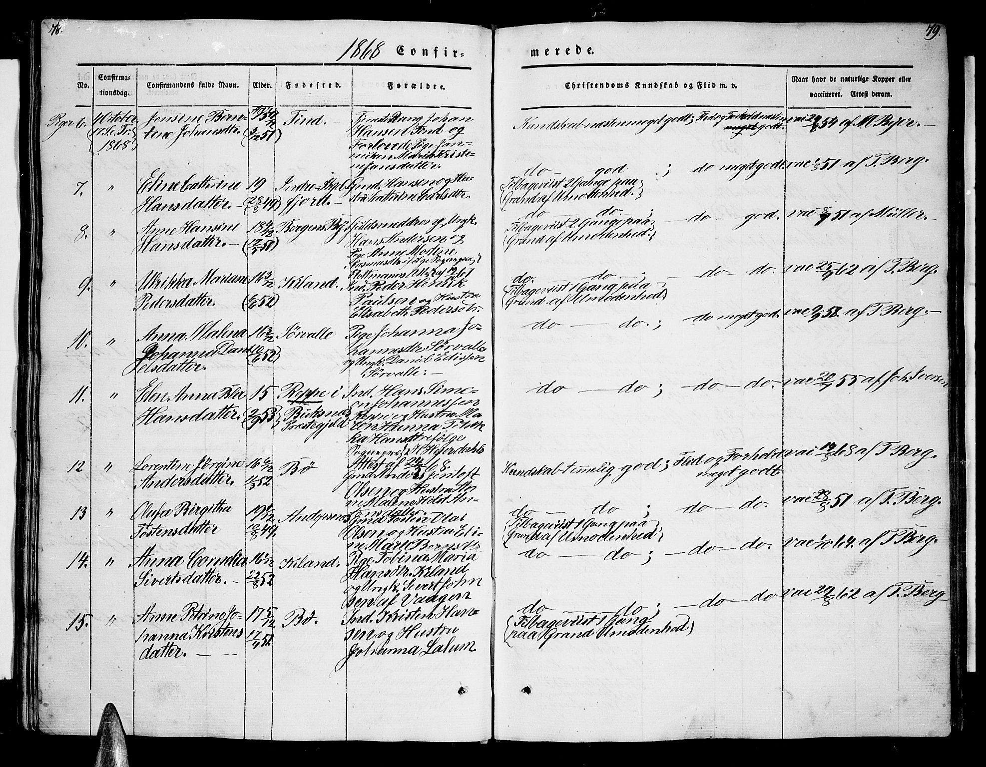 Ministerialprotokoller, klokkerbøker og fødselsregistre - Nordland, AV/SAT-A-1459/885/L1212: Parish register (copy) no. 885C01, 1847-1873, p. 78-79