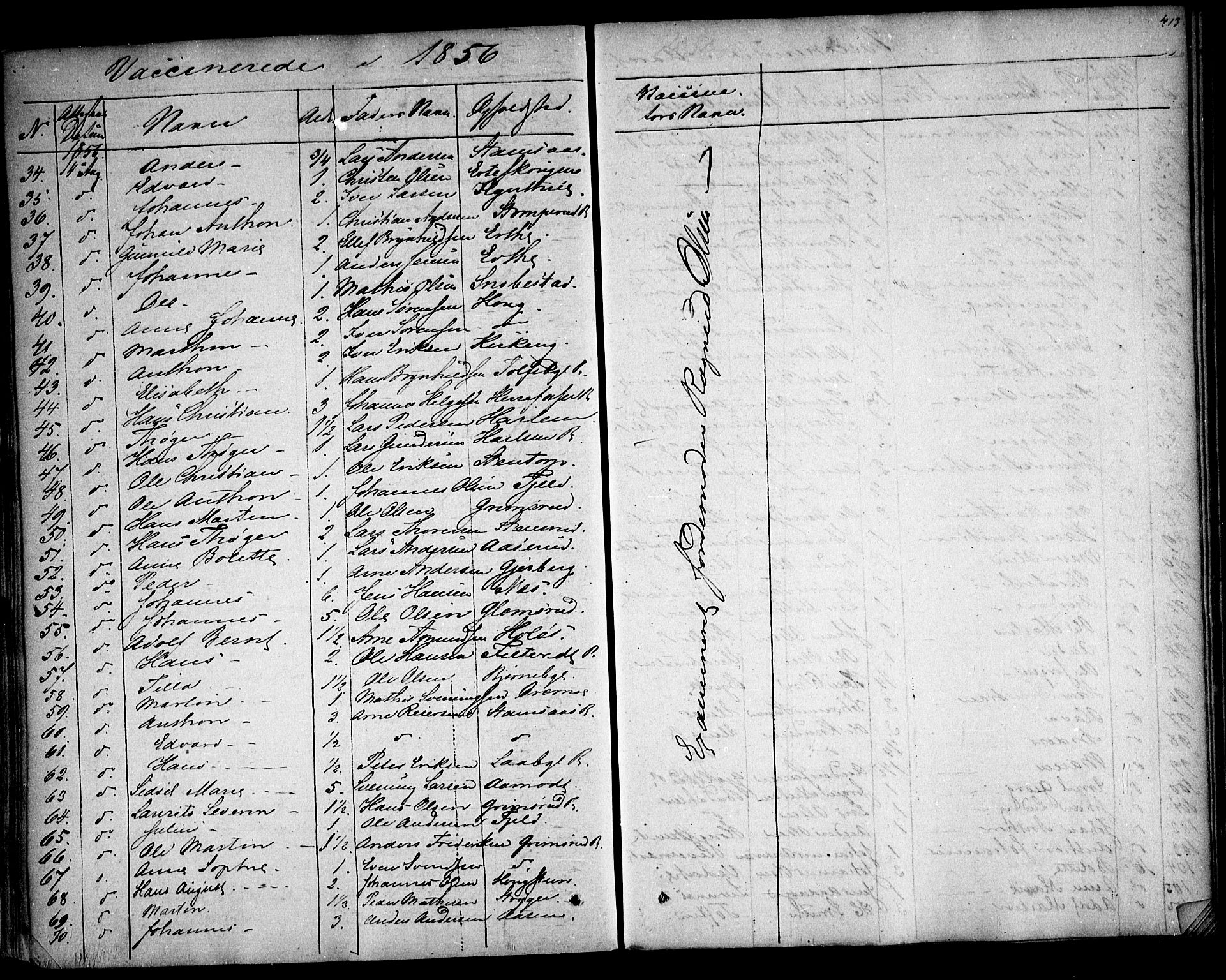 Rakkestad prestekontor Kirkebøker, AV/SAO-A-2008/F/Fa/L0009: Parish register (official) no. I 9, 1850-1856, p. 413