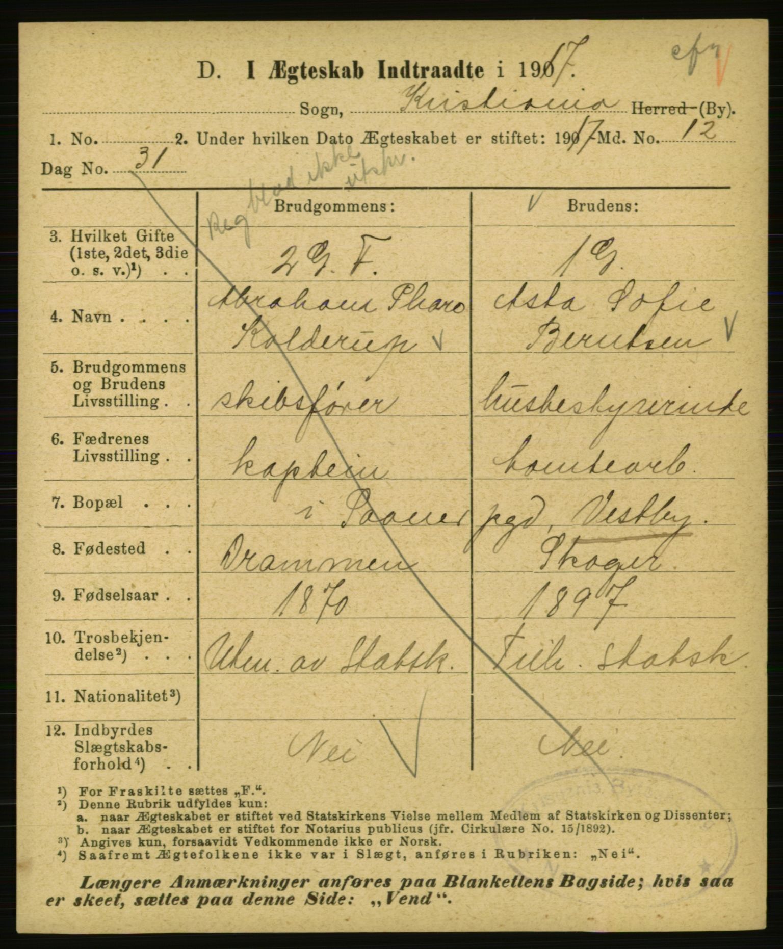 Statistisk sentralbyrå, Sosiodemografiske emner, Befolkning, AV/RA-S-2228/E/L0015: Fødte, gifte, døde dissentere., 1917, p. 2503