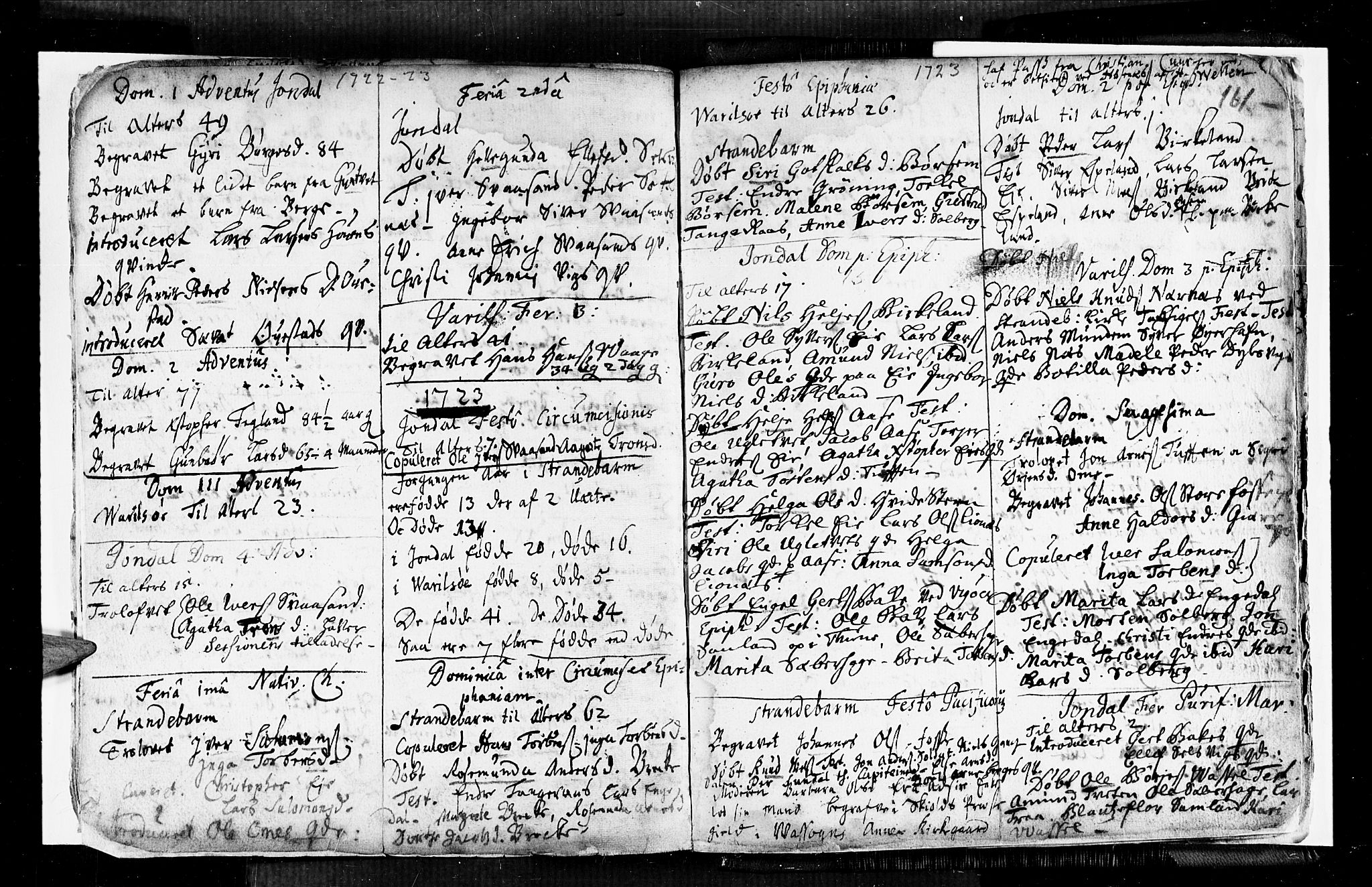 Strandebarm sokneprestembete, AV/SAB-A-78401/H/Haa: Parish register (official) no. A 1, 1670-1726, p. 161