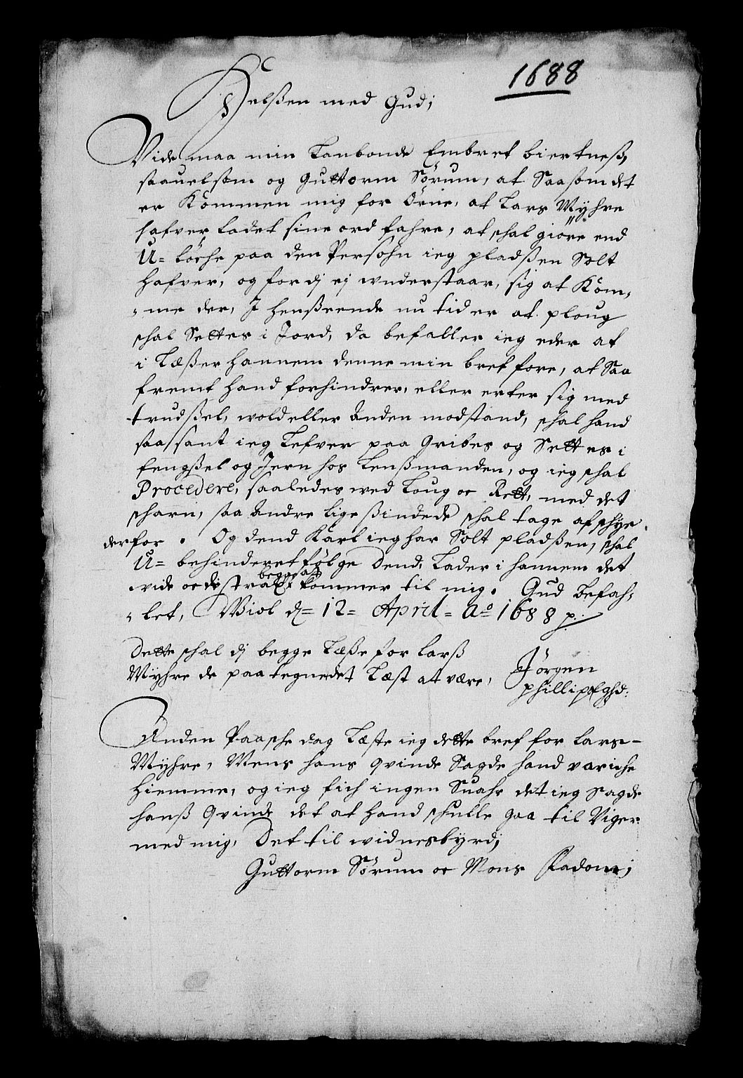Stattholderembetet 1572-1771, RA/EA-2870/Af/L0002: Avskrifter av vedlegg til originale supplikker, nummerert i samsvar med supplikkbøkene, 1687-1689, p. 159